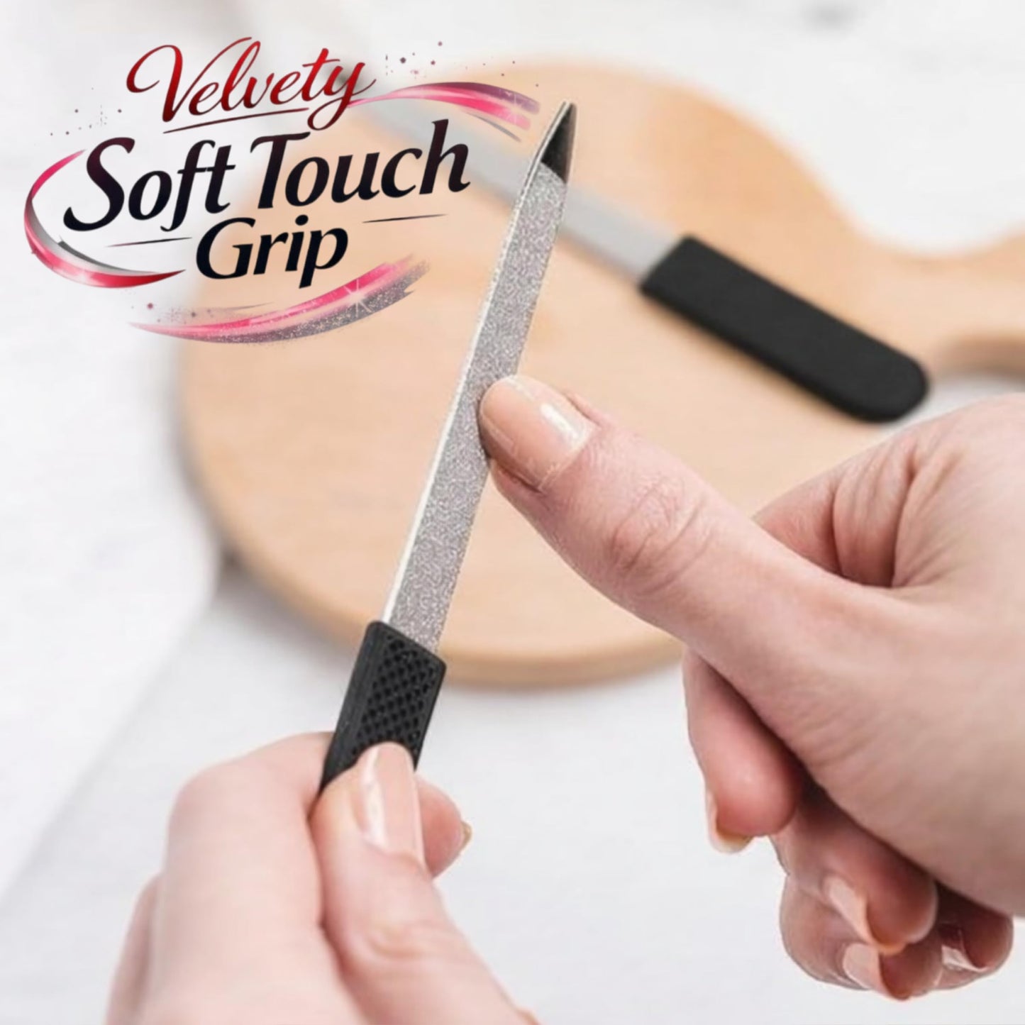 Professional Sapphire Black Nail File – Fine & Coarse, 5" Stainless Steel, Double-Sided Metal File, Ergonomic Non-Slip Handle, for Natural, Gel, Acrylic Nails, Manicure & Pedicure Tool