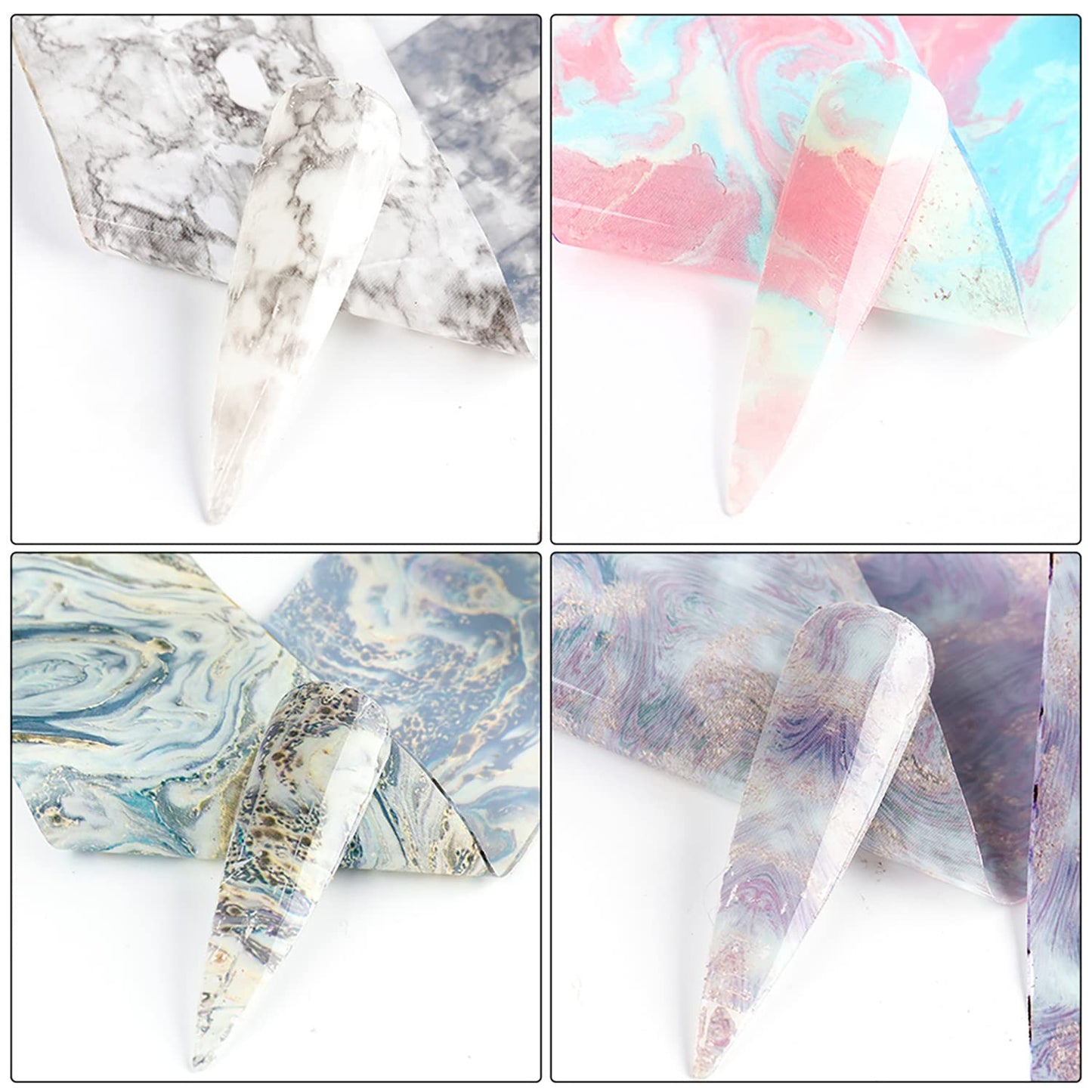Marbling Holographic Nail Foil Stickers, Marble Polish Sheets Sky Starry Paper Foils for Nail Glue Polish, Women Manicure Film Decorations