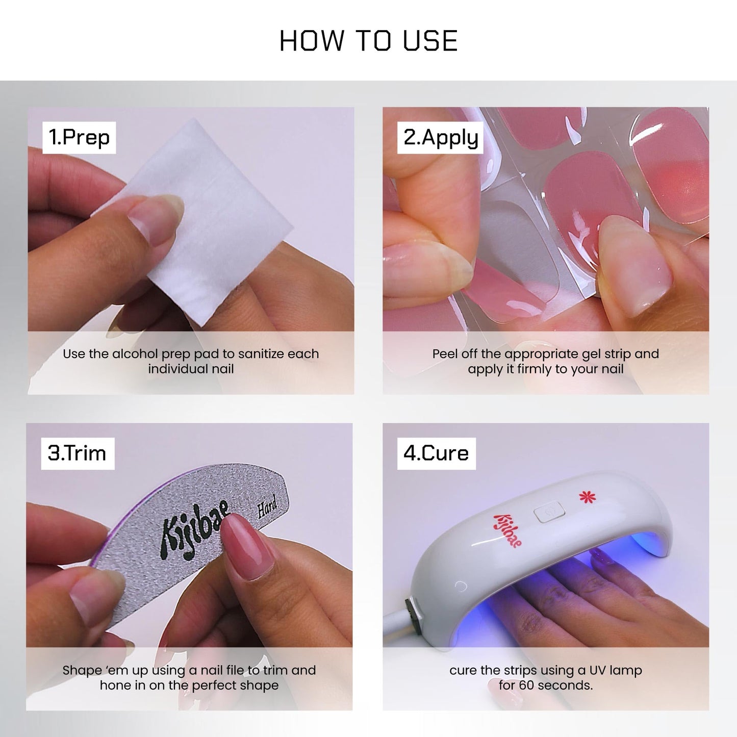 Kijibae Semi Cured Gel Polish Strips | 24pc UV LED Required Wraps | Gift Peel and Stick Nails | Coquette DIY Home Manicure | Press On Alternative (Knot Yours)