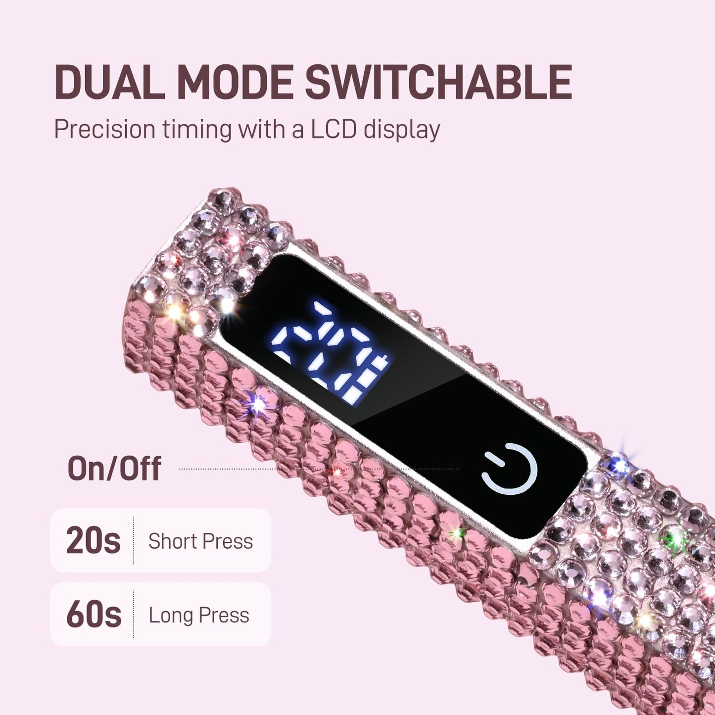 GAOY Handheld UV Light for Gel Nails, Mini Nail Lamp, Portable Cordless Rechargeable, Fast Curing, Diamond Pink