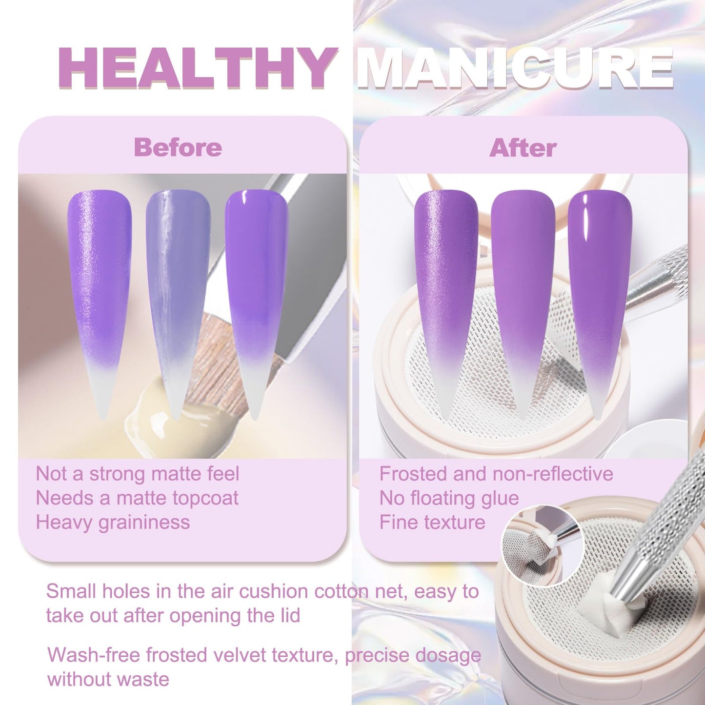 MKNZOME Patting Gel Polish Set, 6 Color Gradient Painting Gel Blooming Nails with Grabbing Pen, 100 Nail Sponges for Ombre, Nail Art Brushes, for Ombre French Manicure DIY Design, C