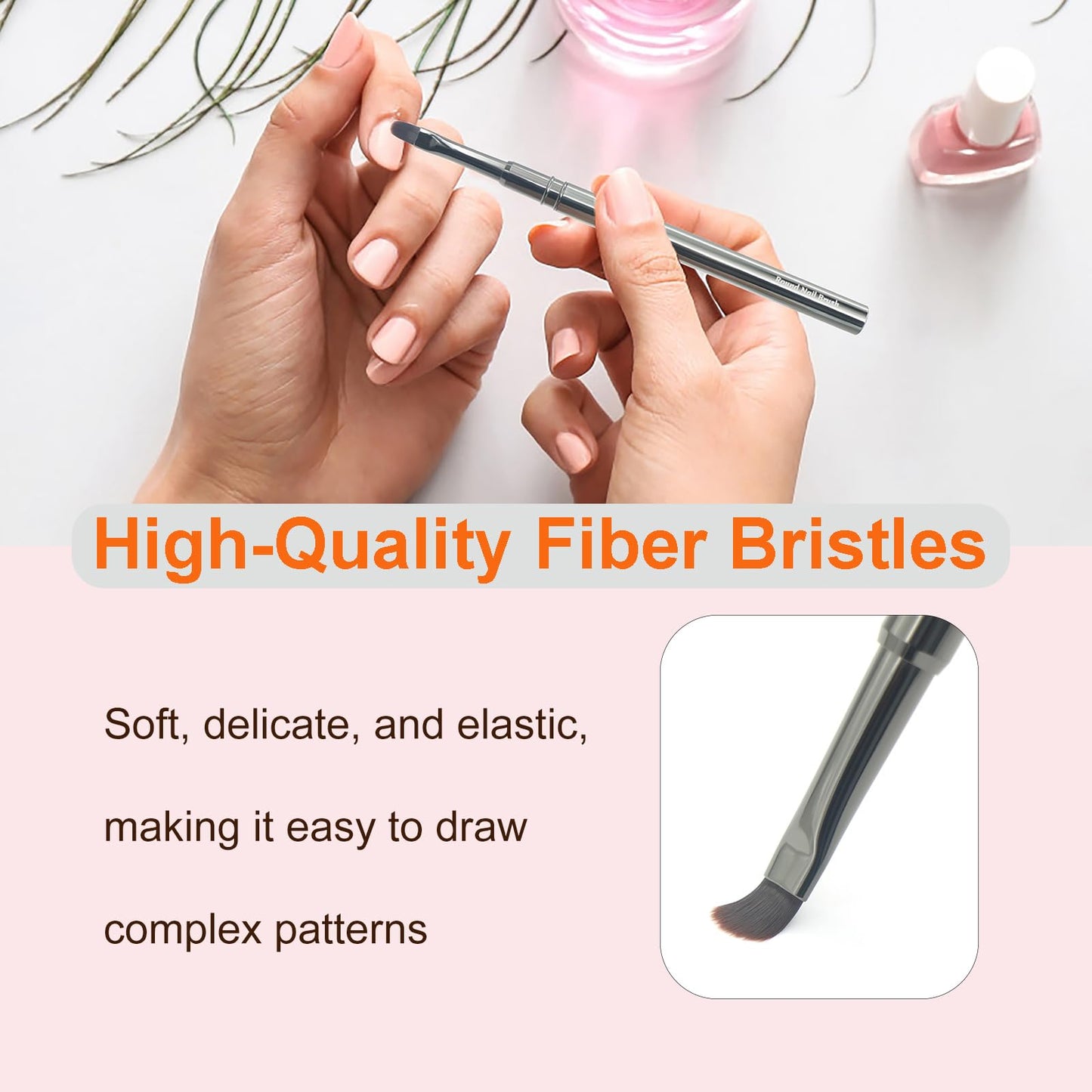MYR 6Pcs Nail Art Brushes and 2pcs Nano Nail Files, Metal Nail Art Tools, Acrylic Nail Brushes, Nail Brushes for Nail Art, suitable for Gel Dilution, Halo Dyeing, Watercolor and other Nail Design