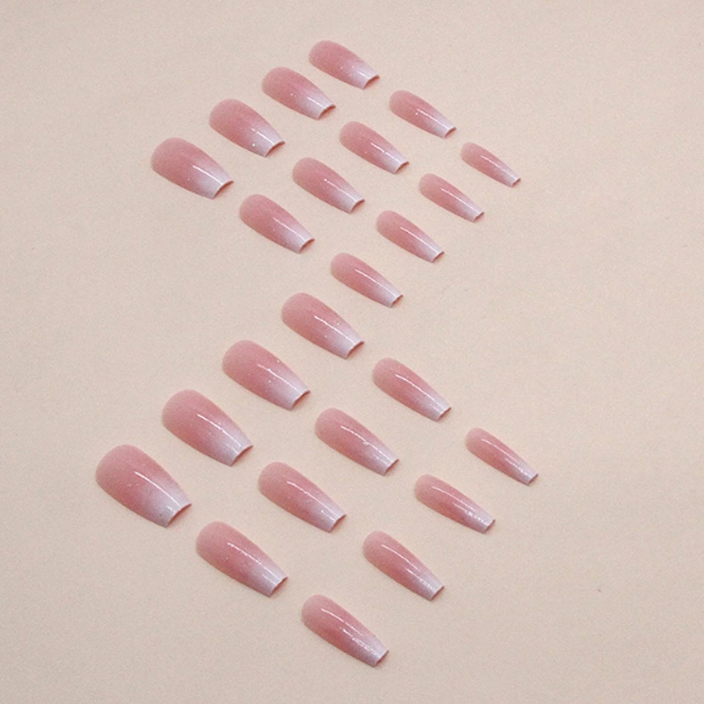 DANMANR Square Fake French Nails False Long Nails Full Cover Acrylic Long Fake Nails for Women and Girls 24PCS (Color 16)