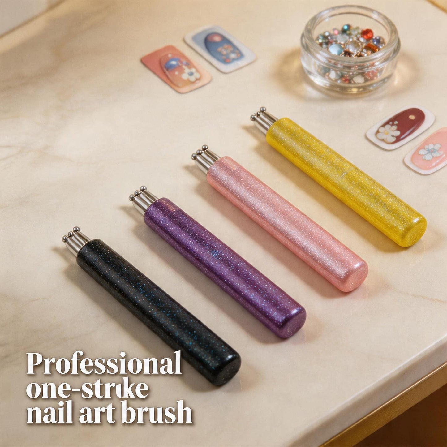 5 Petal Flower Nail Dotting Pen, Flower Dotting Tools Nail Art, Nail Art Dotting Tools, Flowers Design Tool,1.8mm Fine Tip Rhinestone Pickers for DIY Nail Art for Beginner Enthusiast Women (4 PCS Mix)