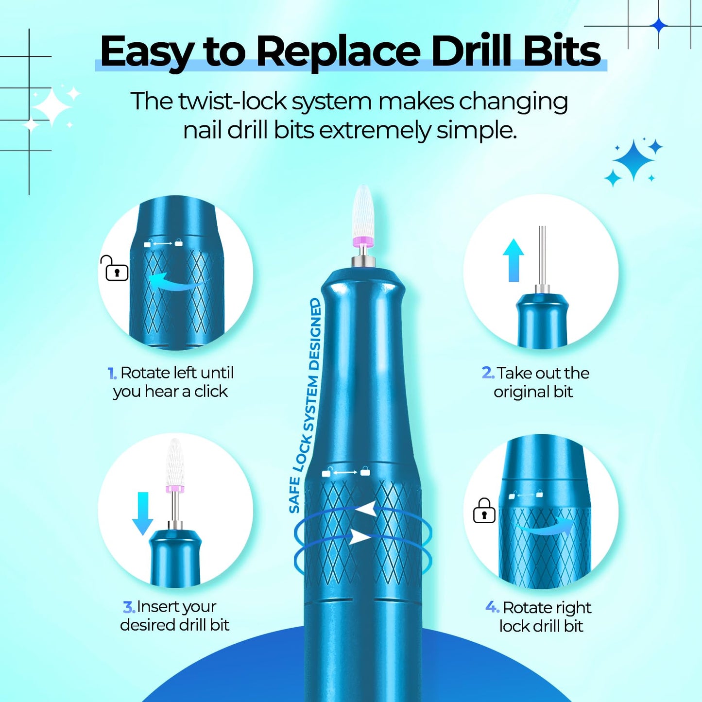 JOSGLOI Electric Nail Drill Professional: 40000RPM Electric Nail File Kit E File Nail Drill Machine with LCD Display for Acrylic Gel Nail, Manicure Pedicure Polishing Nail Grinder for Salon Home Use