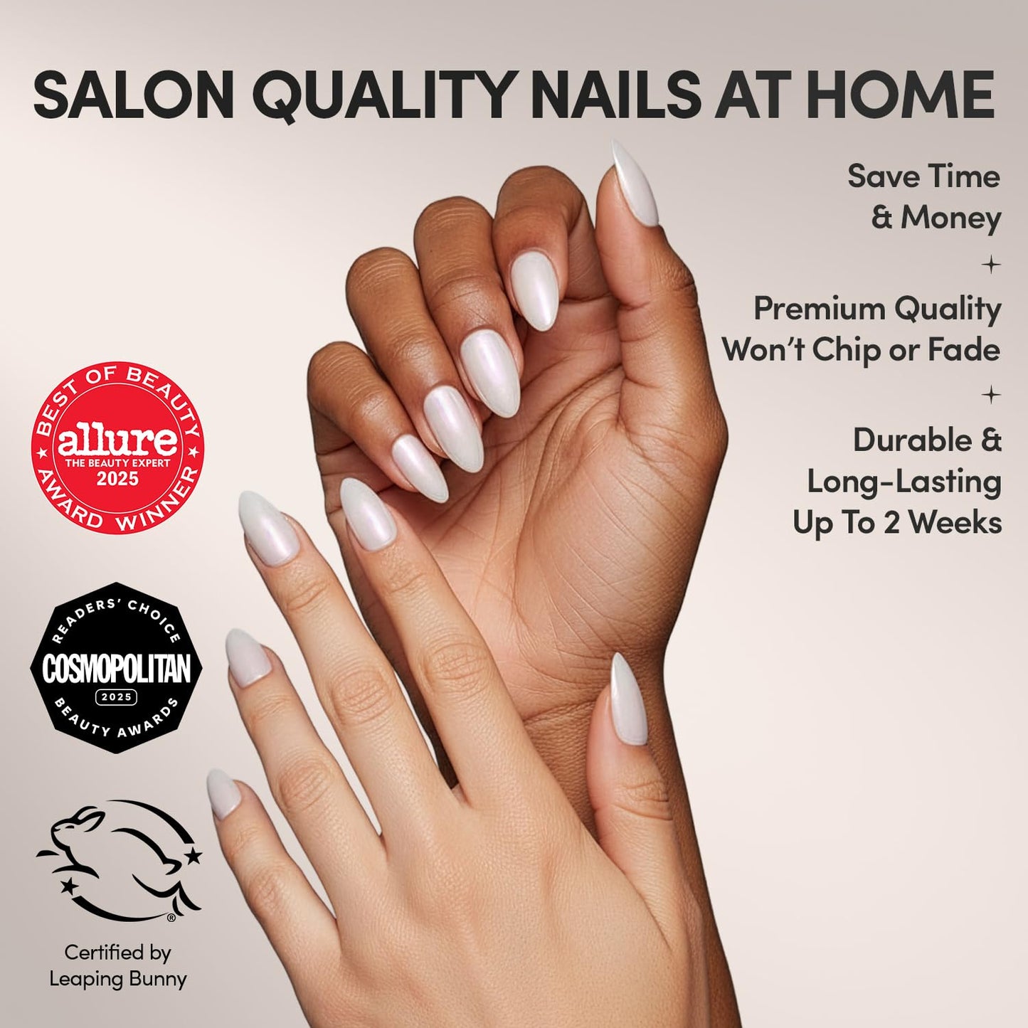 Glamnetic Press-On Nails Bundle - Sugar Glazed & Hailey | Medium Oval Fake Nails with White Polka Dots & Glazed Finish | Glazed Short Almond Fake Nails | Durable, Salon-Quality Nail Kits