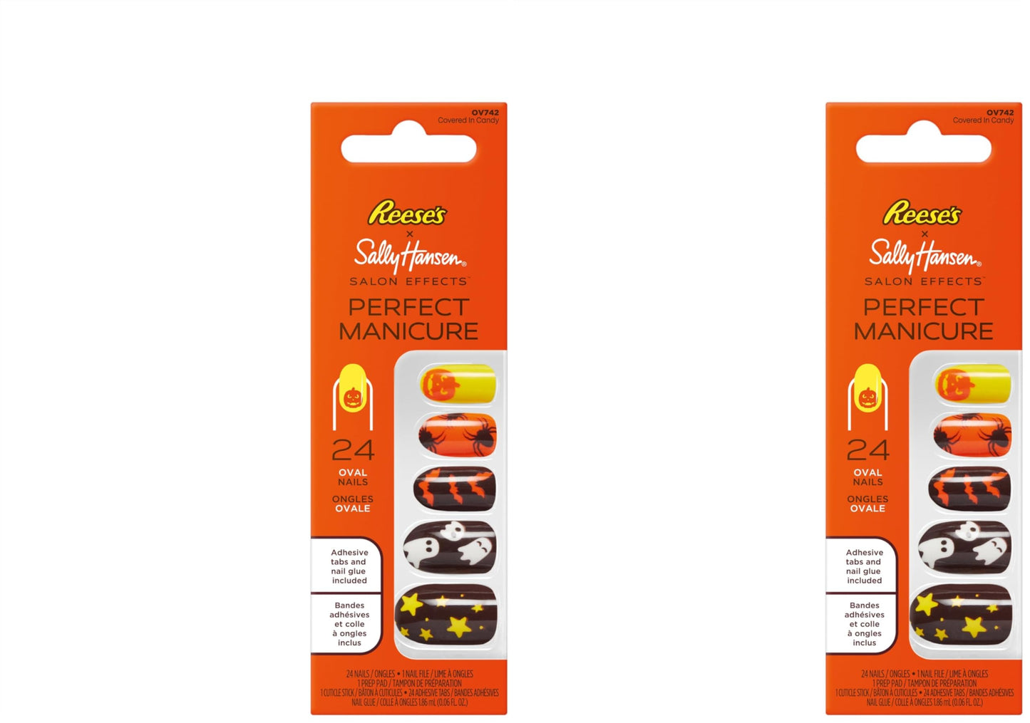 Sally Hansen Salon Effects Perfect Manicure Press-On Nails | Easy to Apply, Non-Damaging | 24 Nails, Adhesive Tabs, File & Alcohol Pad Included | Covered in Candy (Pack of 2)