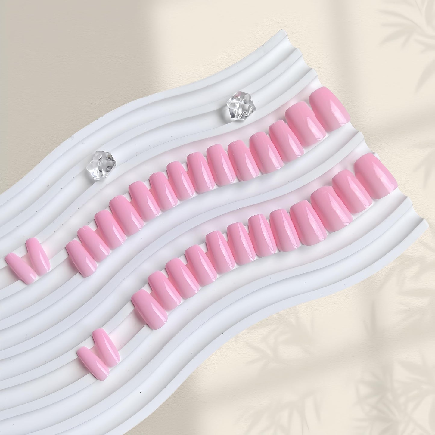 KQueenest Baby Pink Press On Nails Short - Acrylic Press On Nails Coffin, Sheer Pastel Rose Pink Fake Nails with Glue, Glossy Opaque, Ballerina Reusable Soft Gel Glue on Nails for Women, 30 Pcs