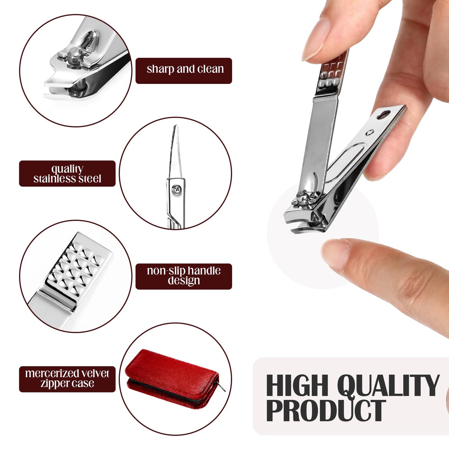 Coume 24 Sets Mini Manicure Set Bulk for Women Men Gifts for Coworkers Nail Grooming Kit 8 in 1 Nail Clippers Kit Luxurious Travel Case Stainless Steel Nails Clipper Set(Red Series)