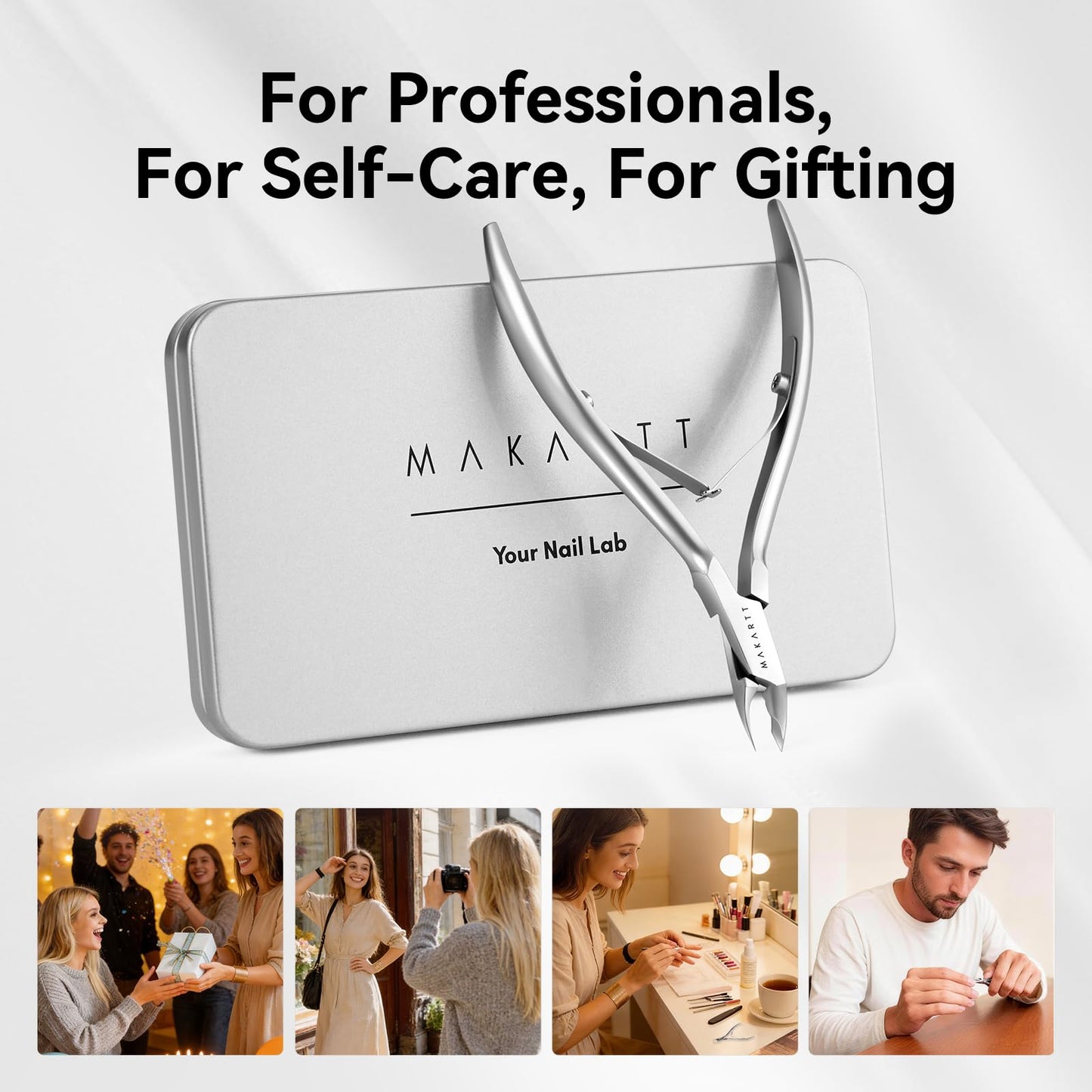 Makartt Professional Cuticle Nipper: 1/2 Jaw Precision Cuticle Trimmer for Beginners & Nail Technicians, 5mm Short Blade, Rust-Resistant Stainless Steel, Salon & Detailed Nail Art Use (Pearl Chrome)