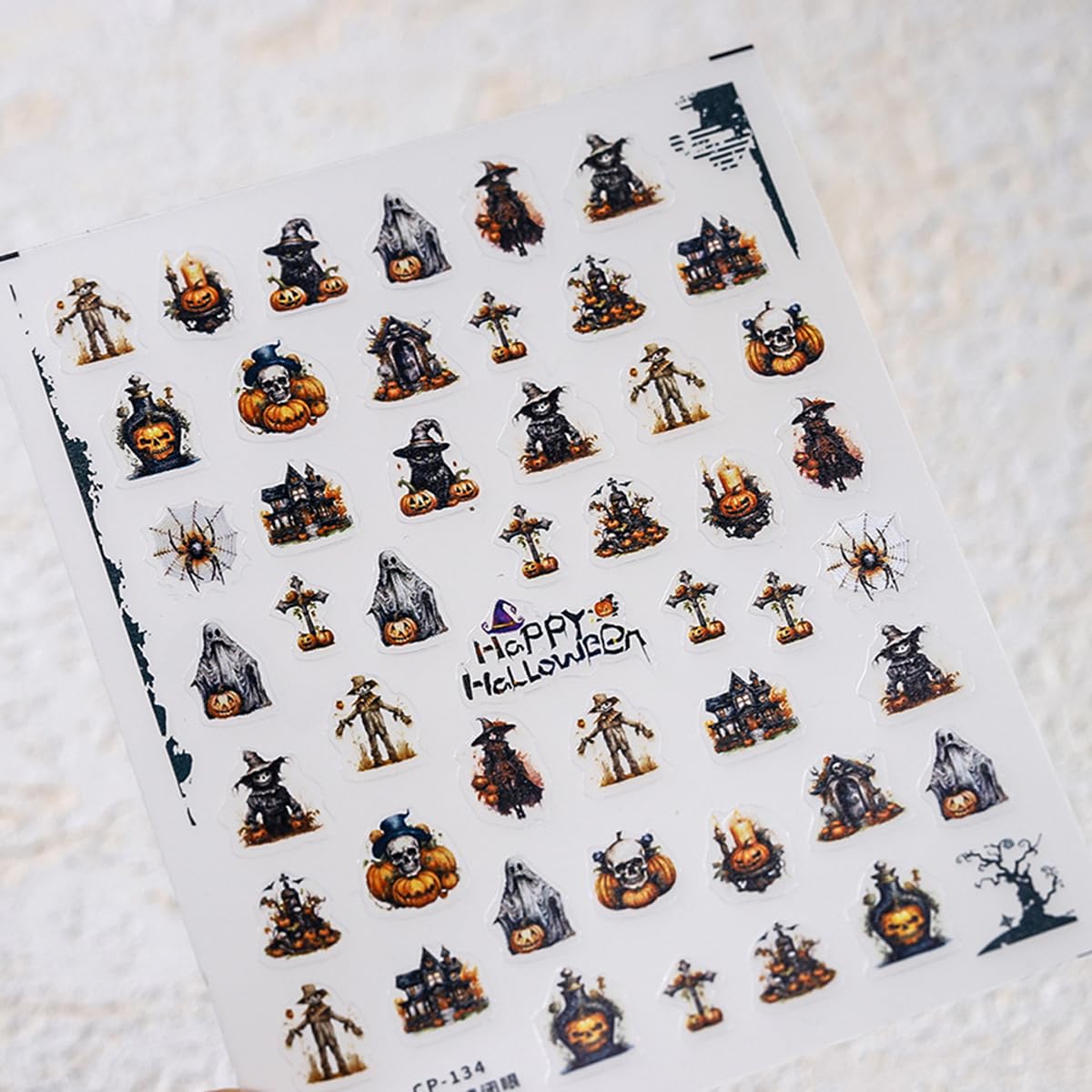 Halloween Nail Stickers for Nail Art Pumpkin Ghost Skeleton Nail Decals Spooky Stickers for Nails 3D Self Adhesive Nail Art Supplies & Decorations for Women Girls,1 Sheet DIY Manicure Decor
