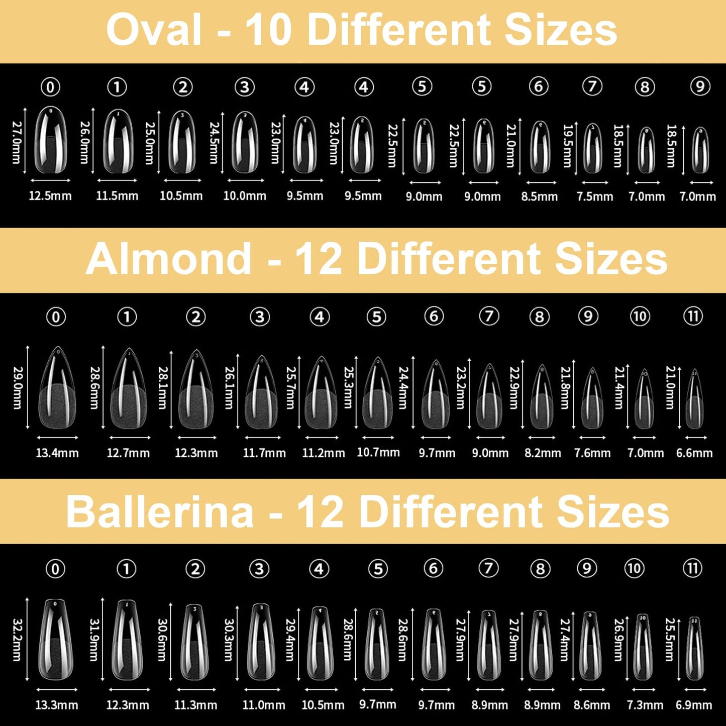 BlueZOO Gel Long Nail Tips Pre-etching Almond Coffin Oval Clear Press On Nails, Salon Quality 3 Styles 360Pcs Half Matte Full Cover Acrylic False Nails Extension DIY Manicure Beginner & Professional