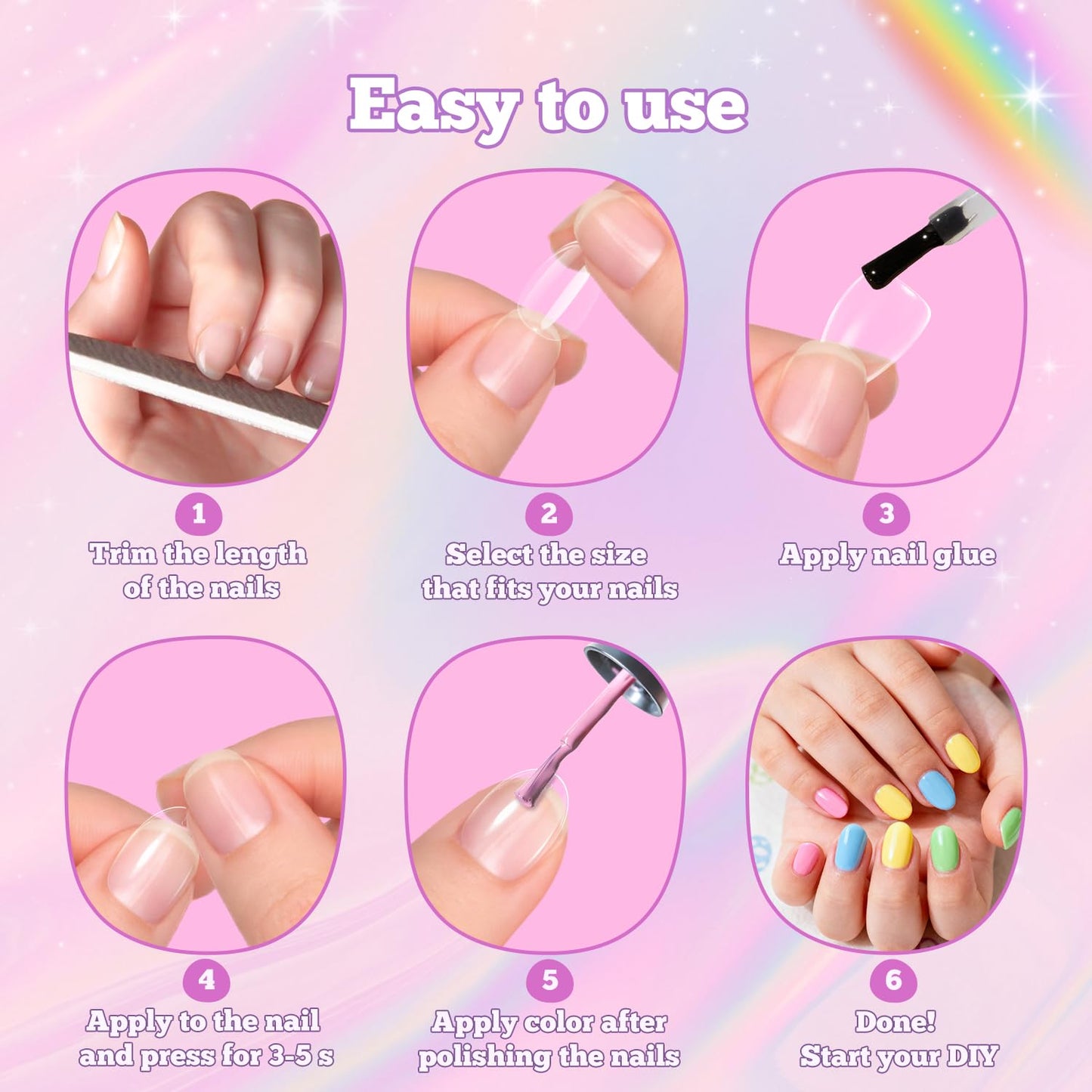 krofaue Short Kids Press on Nails - 260Pcs Clear Full Matte Soft Gel Almond Nail Tips DIY Nail Extension Gift for Children Girls with 13 Sizes (12-16 years old)