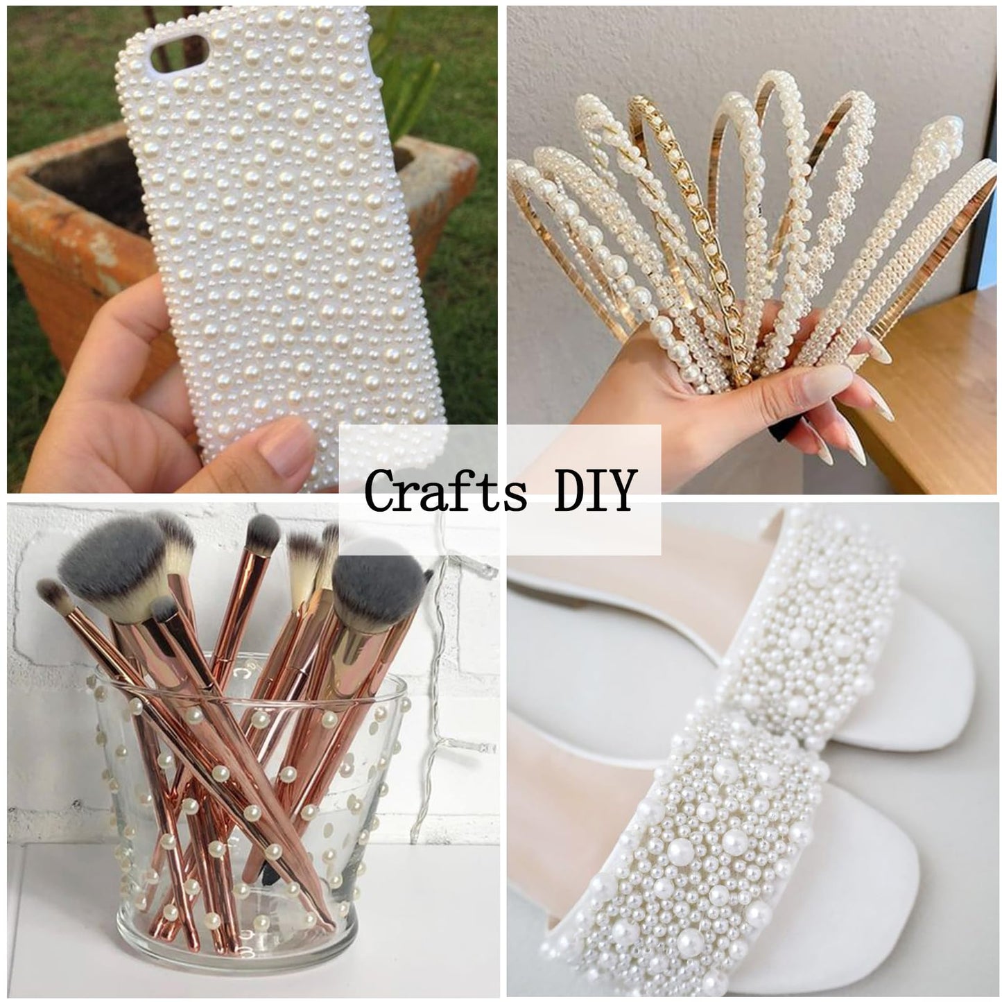 SEMATA 3D Flower Nail Art Charms Mixed Size White Nails Gems Flatback Nail Pearls White Flower Nails Art Accessories Decoration Design for Women