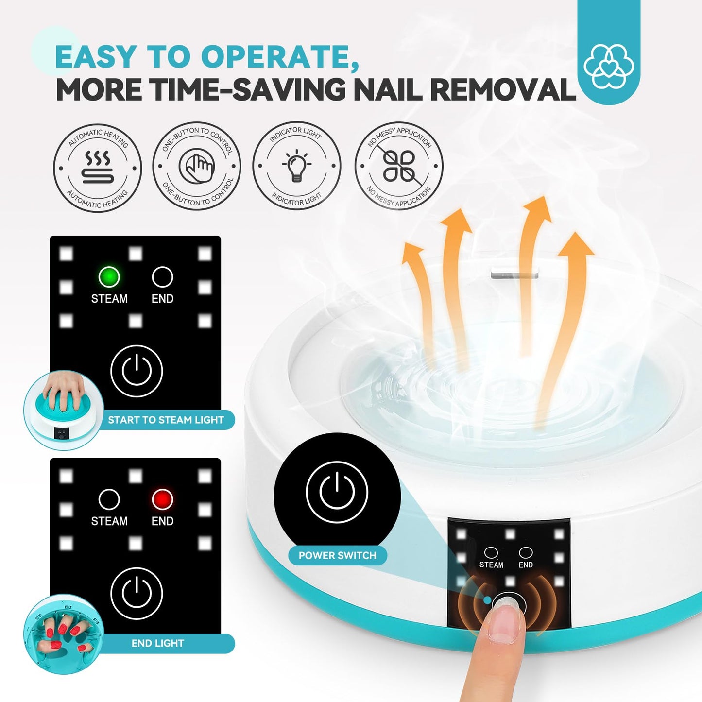 SAVILAND Nail Soaking Bowl Heated: Gel Nail Polish Remover Machine Automatic Quick Remove Gel Steam Soak off Gel Polish Remover Electric Nail Polish Remover Nail Salon Home DIY