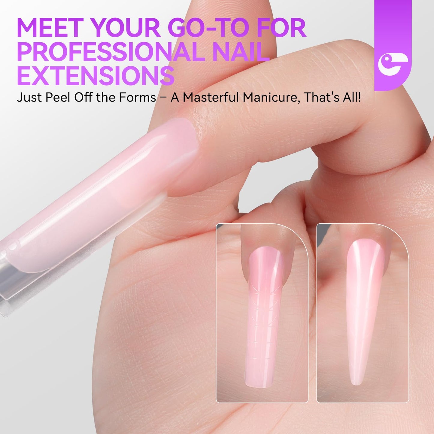 Gelike EC Sandwich Dual Forms for Polygel: Reusable Square Dual Form for Builder Gel & Acrylic Nails - 240pcs 15 Size with Guidelines to Create Short/Medium/Long Styles - C-Curve with Straight Sides