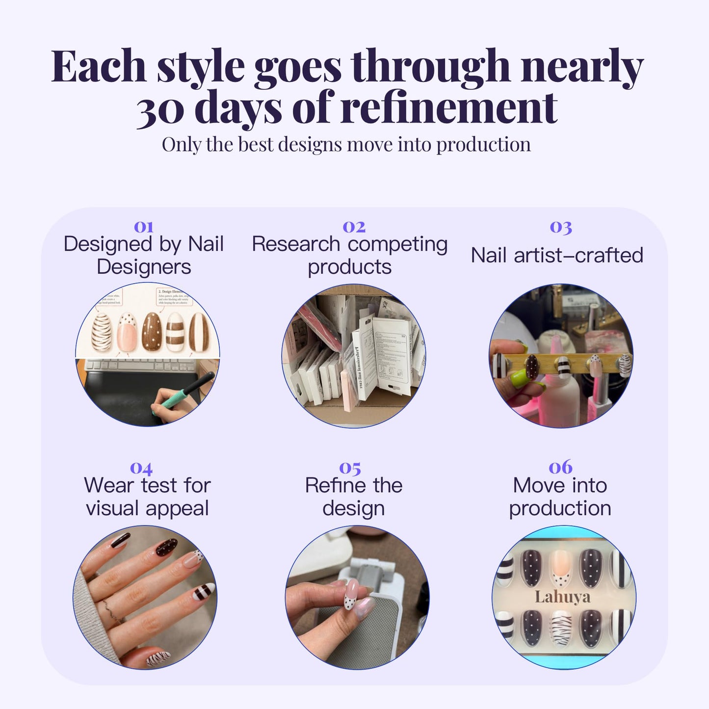 LAHUYA Press On Nails – Cozy Girl | Nail Artist Designed Short Squoval Fake Nails with Soft Mauve Pink Glossy Finish, Reusable Press On Nails in 15 Sizes – 30 Nails Kit with Glue
