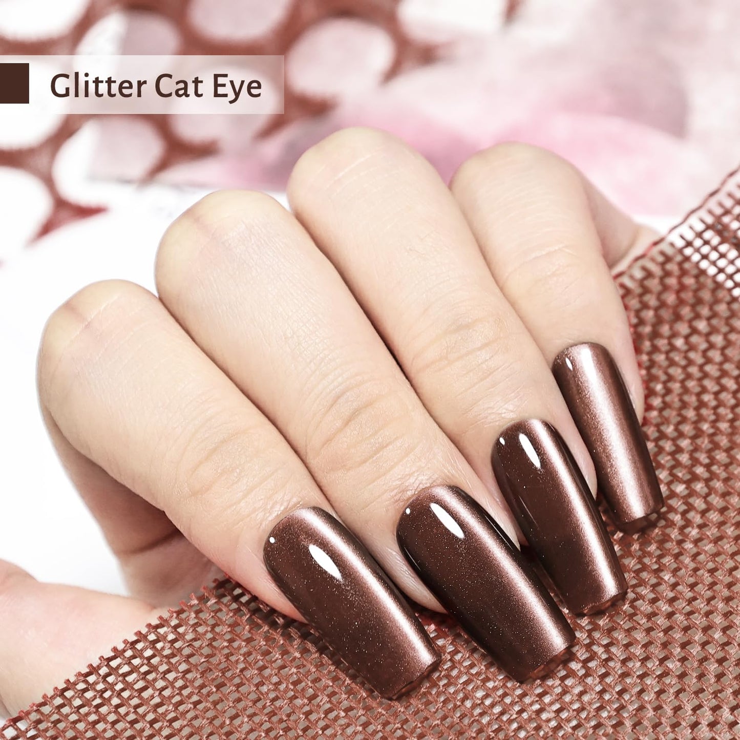 JODSONE Dark Brown Cat Eye Gel Nail Polish 16.5ml Glitter Magnetic Reflective Translucent Need U V Curing Salon Gift for Girl Women
