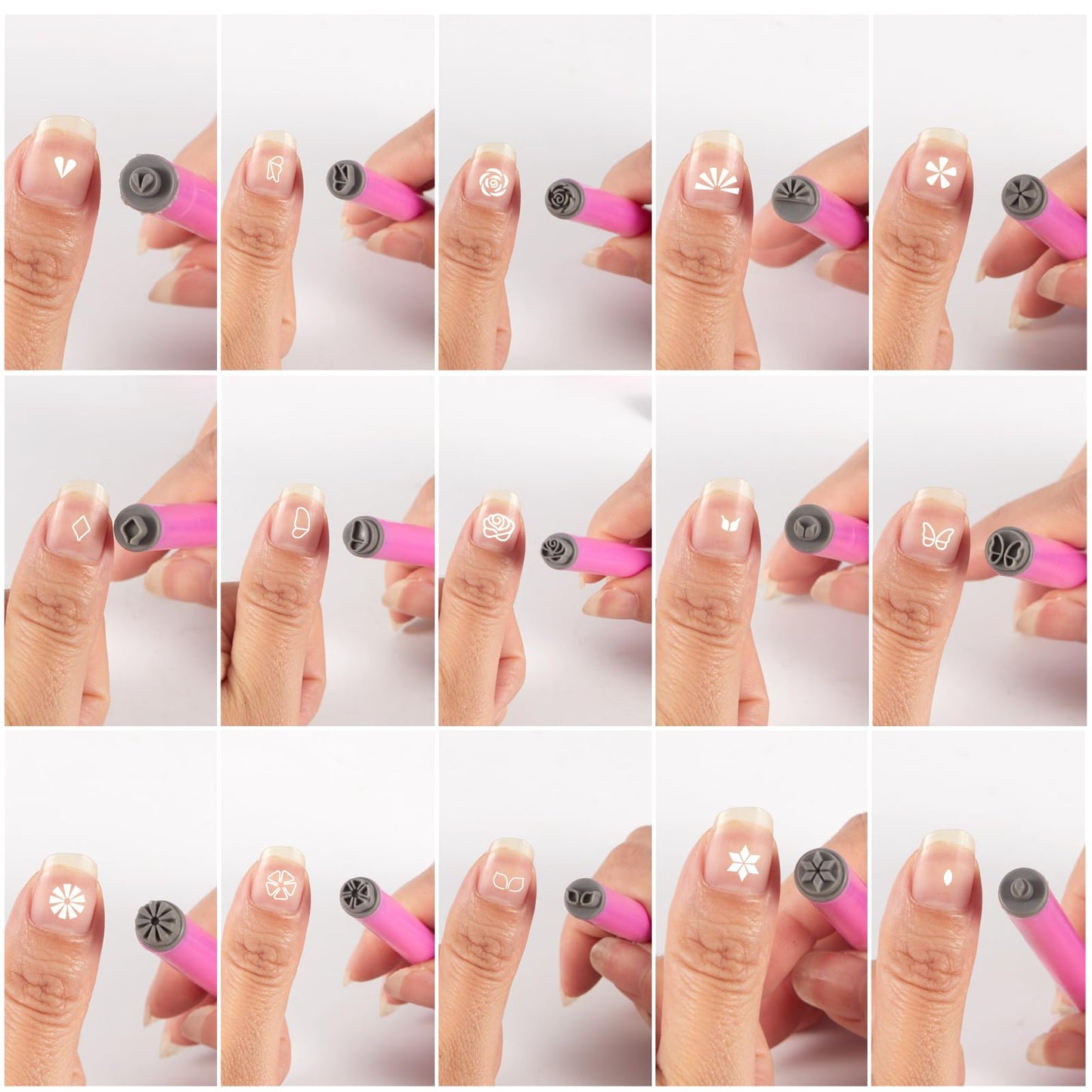 DANNEASY Nail Art Stamp Pen Set, Nail Stamping Transfer Various Different Patterns 3s Quick DIY Nail Design Tools Butterfly Flower Daisy Nail Stamper Pens Nail Art Tool for Women Nail Supplies(15PCS)