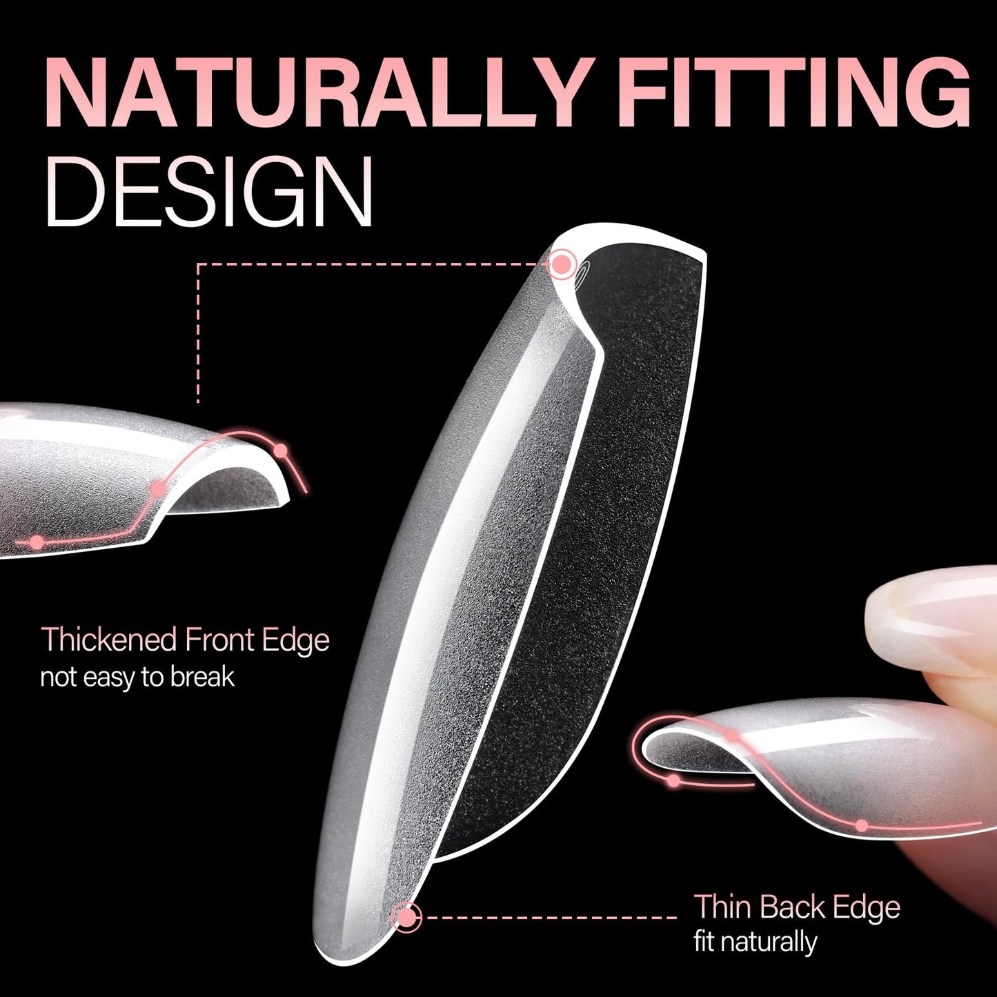 AILLSA Medium Coffin Nail Tips - Pre-shaped False Nail Tips Full Cover Matte Thickened Nails Tips, Fake Nails 240pcs 15 Sizes for DIY