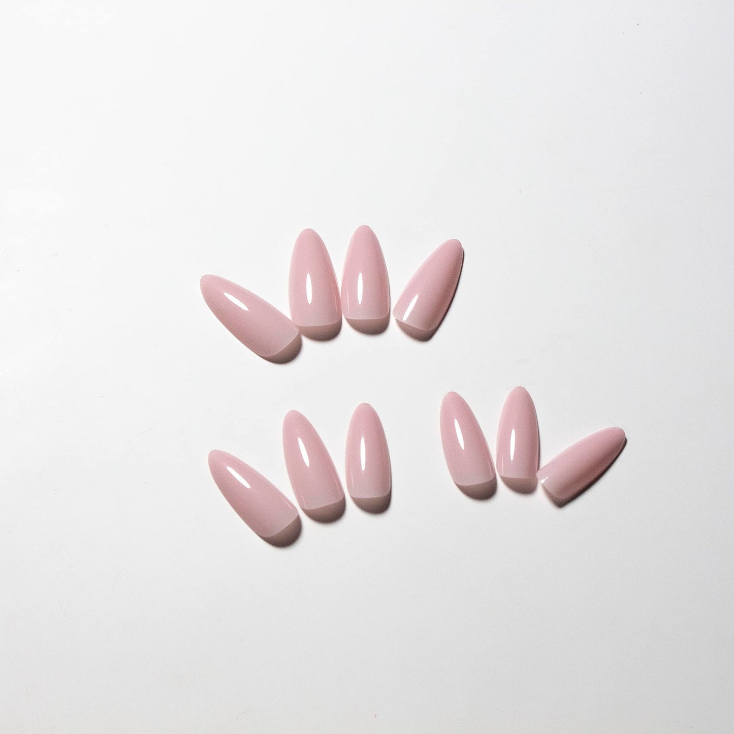 Chalk Baby Pink Press on Nails Medium Stiletto Almond,KQueenest Pure Color Acrylic Nails Kit Reusable Fake Nails with Feature Protective UV Coating for Women Nail Art Manicure in 24PCS