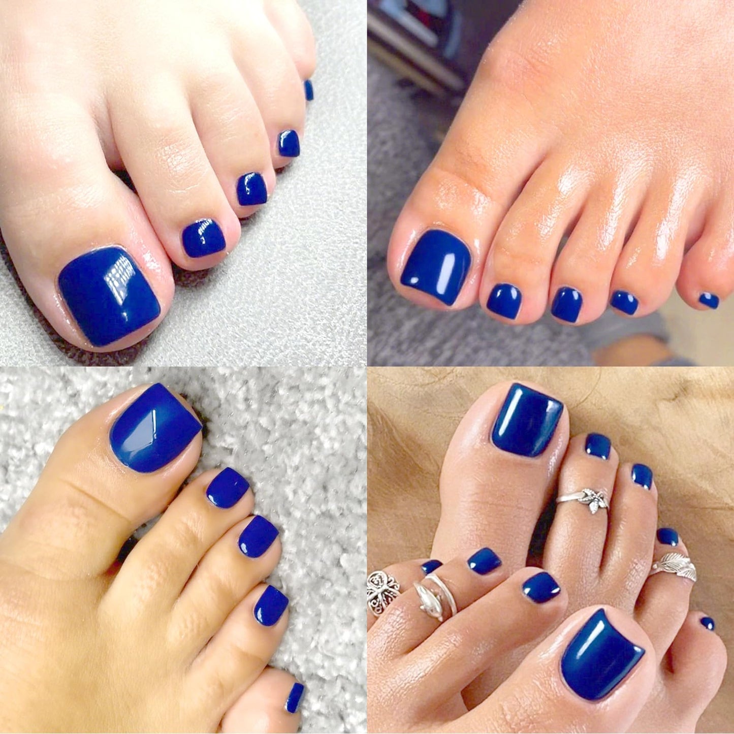 Lifextol 120PC Blue Press on Toenails for Women Fake Toe nail Press ons Acrylic Toe Press on Nails Set, Blue Press on Toe Nails Press on Fake Toenails Press ons Acrylic Toe Nail Tips Kit&Glue Tab-H
