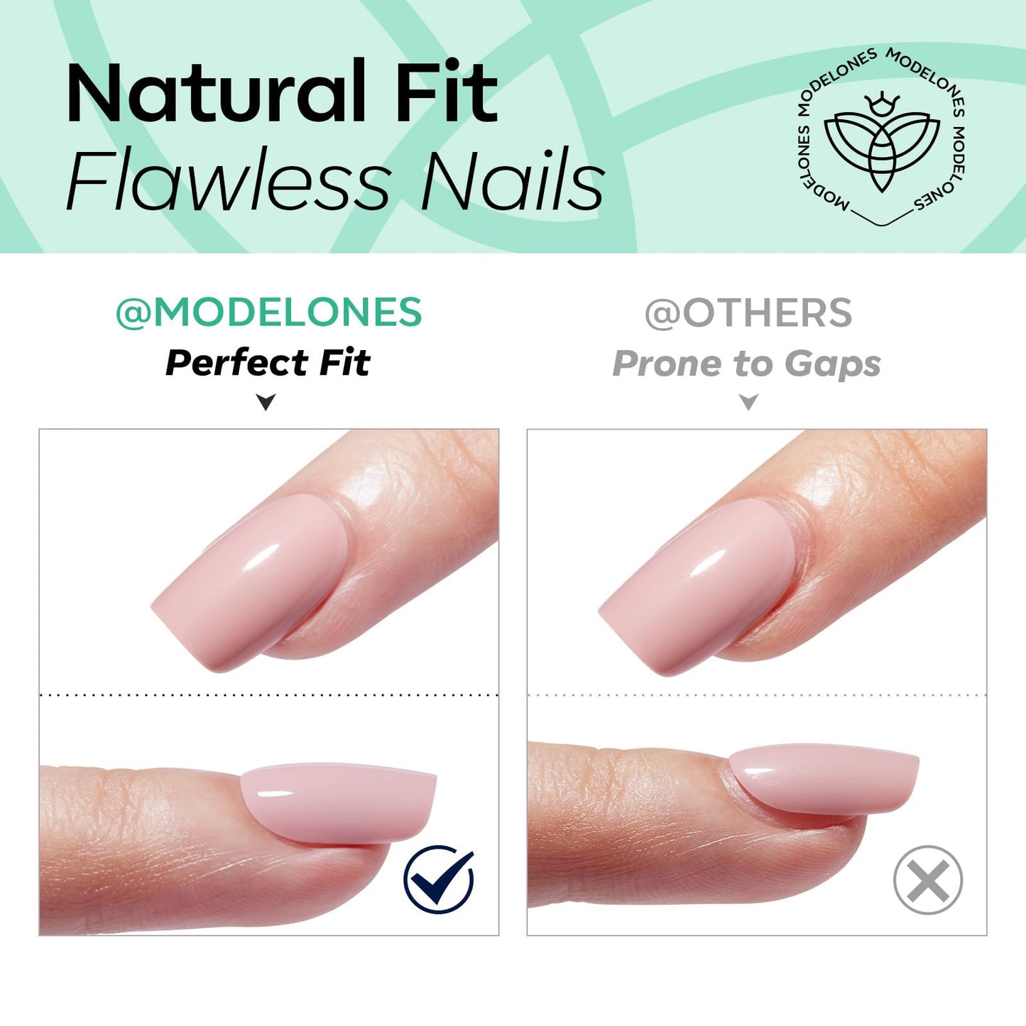 Modelones Extra Short Press on Nails, Vivid Green Squoval Fake Nails, Reusable Nail Kit with Nail Glue Adhesive Tabs Mini Nail File, Nails Press Ons 32Pcs 16 Sizes, Spring Women Girl Gift