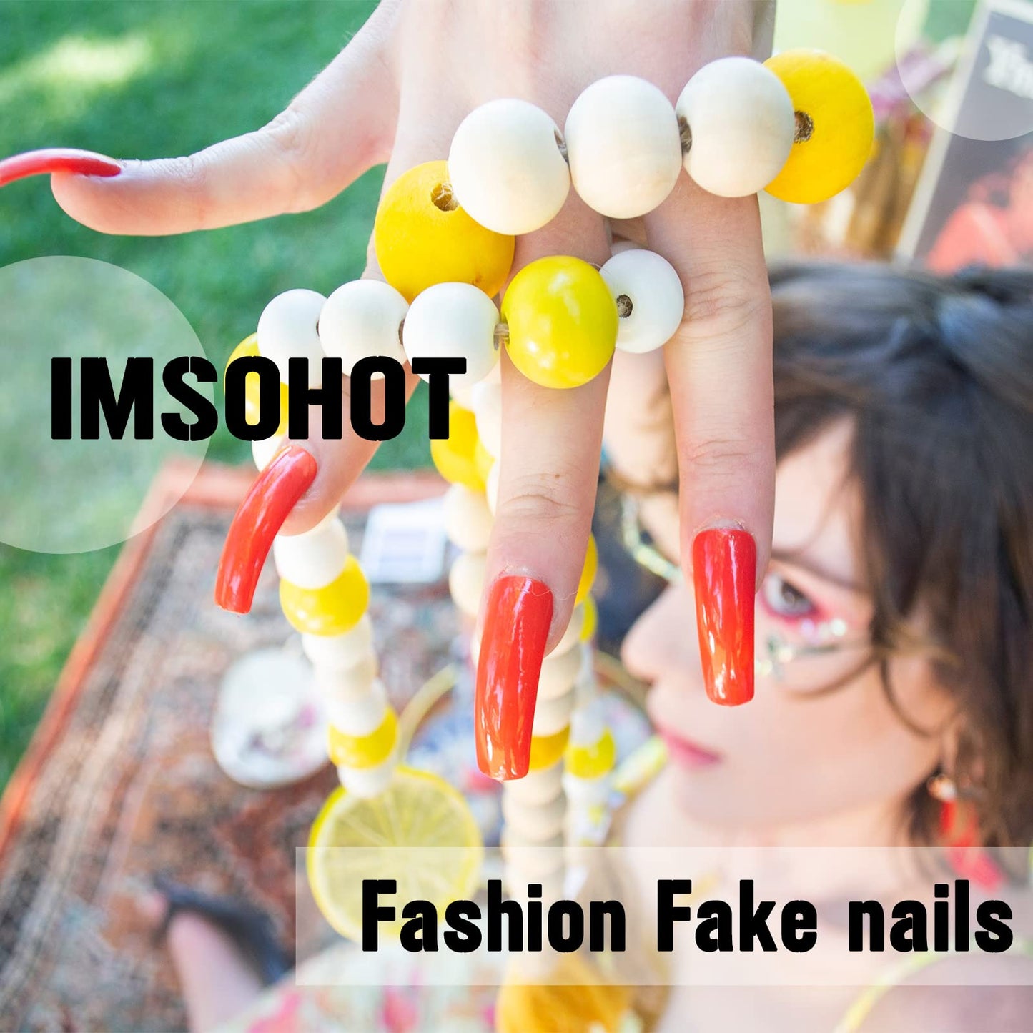 IMSOHOT Medium Press on Nails French Coffin Fake Nails Purple Glitter Full Cover Ballerina False Nails Glossy Acrylic Glue on Nails for Women 24pcs