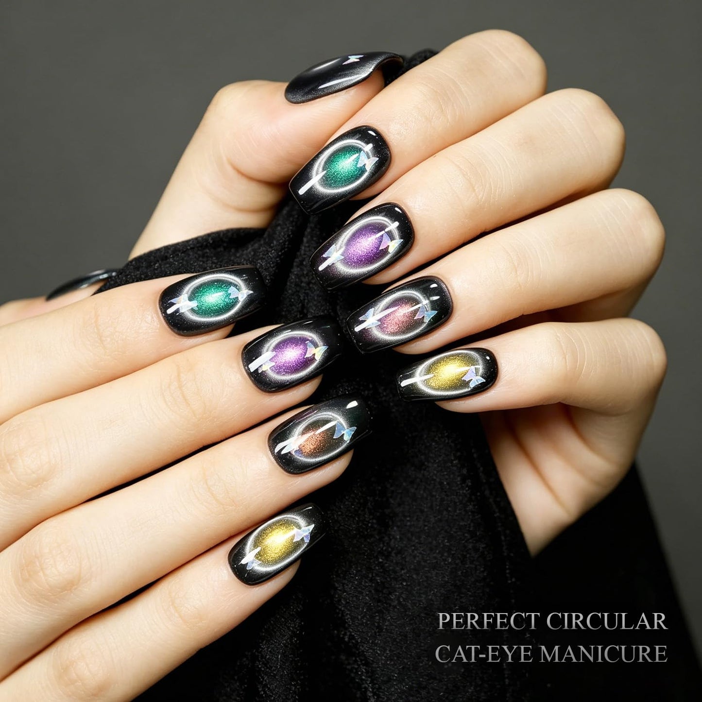 JODSONE Ring Cat Eye Magnet Set for Nails with Hollow Circle,Ball Magnet & 3-in-1 Magnetic Tool for Black Hole,Halo & Multi Effects,Cat Eye Gel Polish Nail Art DIY Salon Use