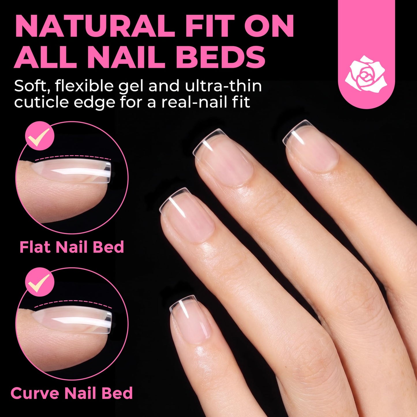 UNA GELLA Extra Short Square Nail Tips 504PCS – XS Sharp Square Pre-Etched Soft Gel Full Cover Acrylic False Nails, Press On Nails for French Style DIY Salon at Home, 12 Sizes