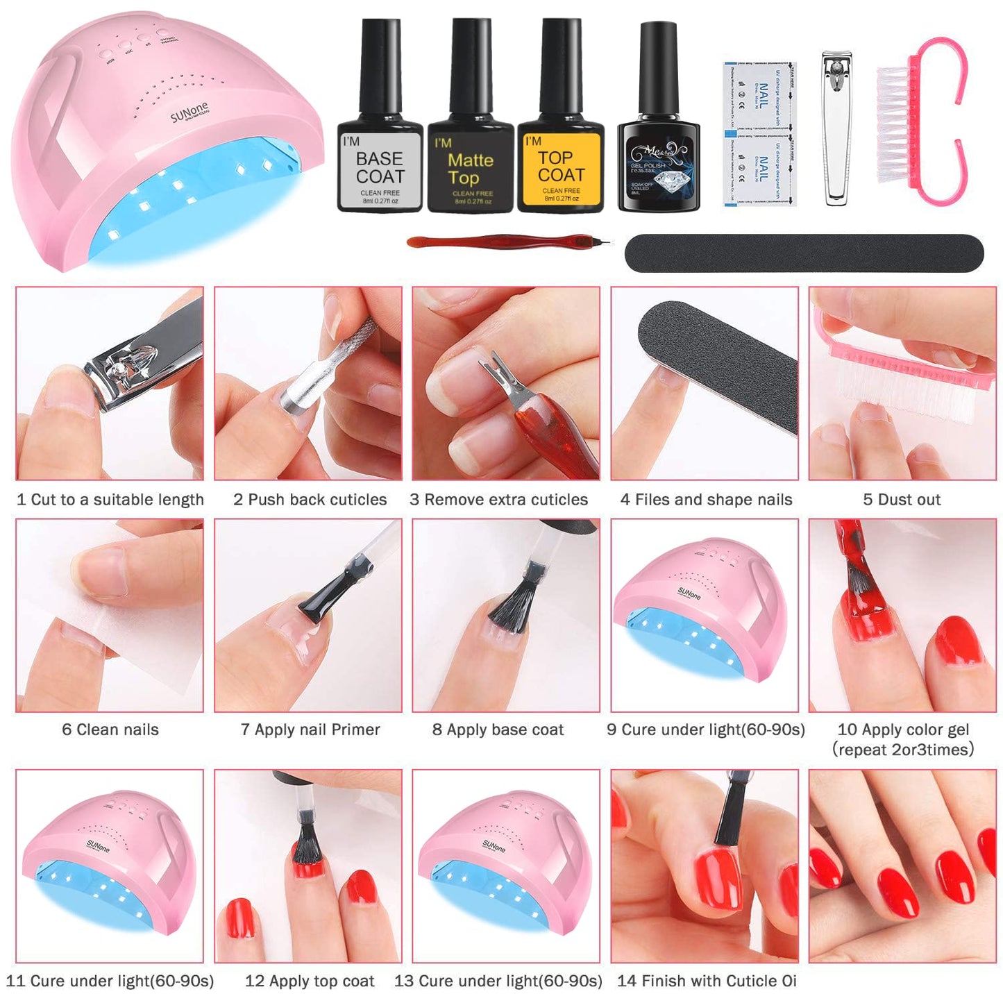 Complete Nail Studio Set with 48W UV LED Lamp, 24 Rainbow Colors, Cat Eye Gel Polish Kit, Nail Drill, Storage Box for Home Manicures