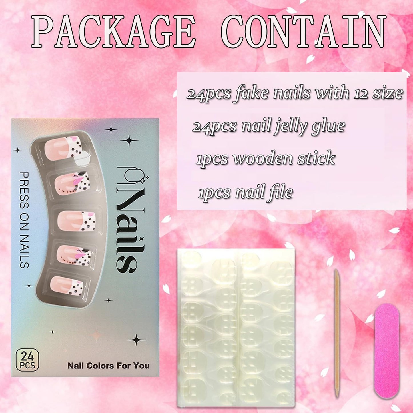FIEONCIY Press on Nails Short Square Glossy Full Cover Acrylic Short Square False Nails with Heart Designs Artificial Square Fake Nails Glue ons Fingernails for Women Girls(YS526)