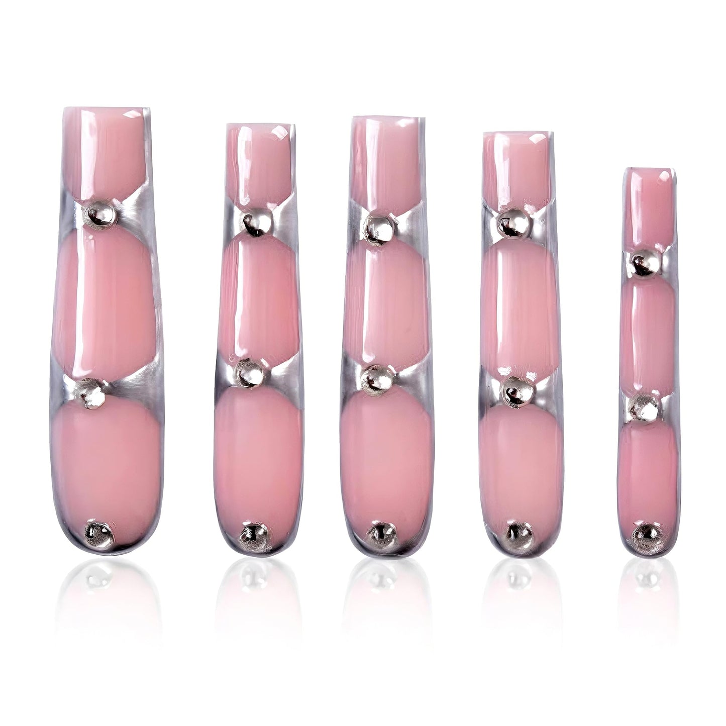 Tmani 10pc/set Extra Long Handmade Press On Nail Hot Girl's Long Ballet Square Nail Full of Diamond Glitter Decoration Fake Nails Suitable For Girls Festival Parties and Birthday Gift（096,Size-L)