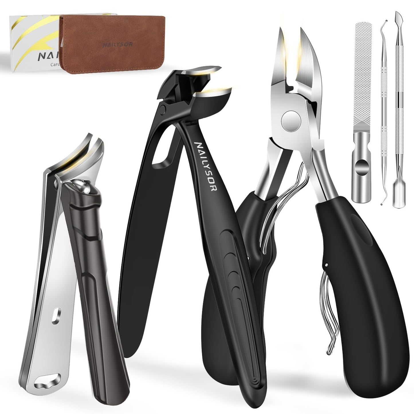 Extended Toenail Clippers for Thick Toenails, Long Handled Nail Clippers for Seniors Angled Head Cutters with Catcher, Ergonomic Wide Jaw Opening,45° Slanted Curved Finger Nail Clippers for Men Women