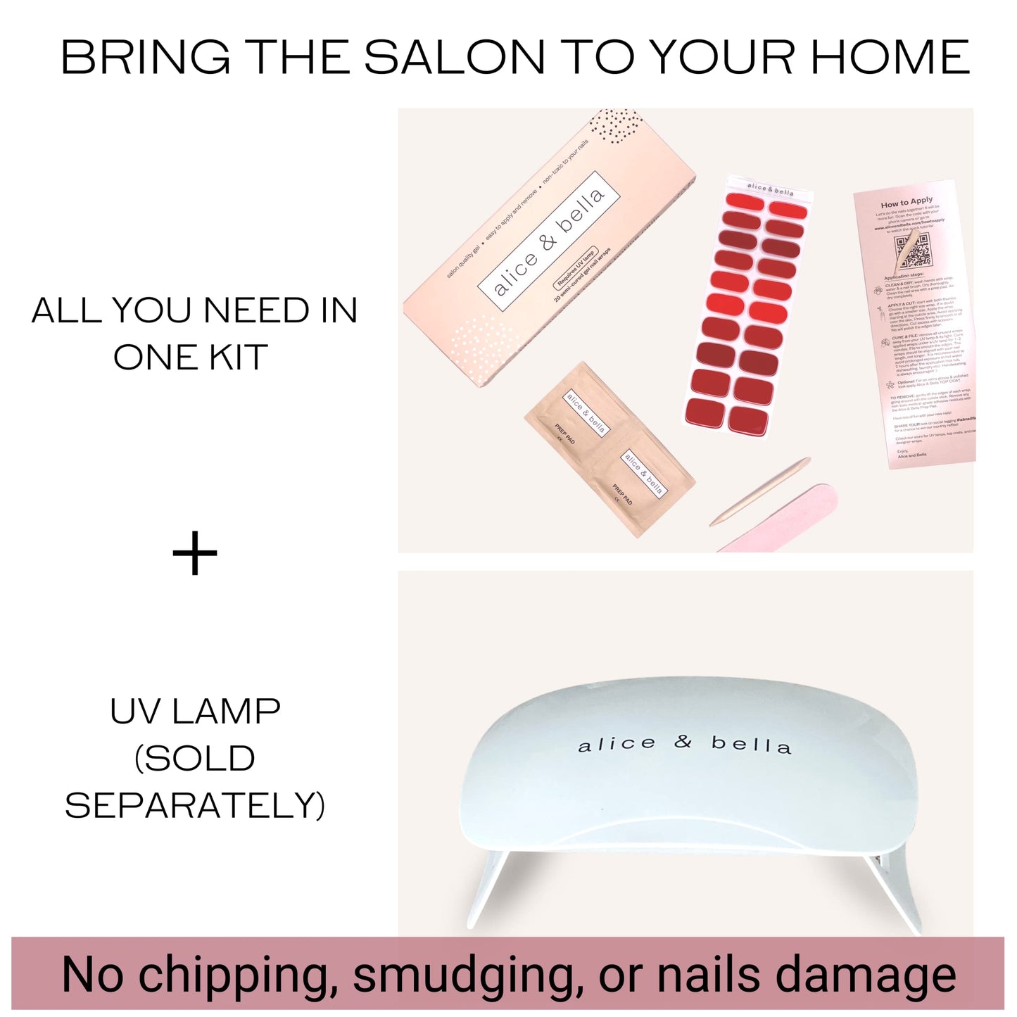 ALICE & BELLA Semi Cured Gel Nail Strips-20 PCS Ombre Gradient Effect Nail Strengthening Gel Stickers, Use with UV Light Lamp, Salon Quality Manicure Wraps (Bella's Favorite Ombre)