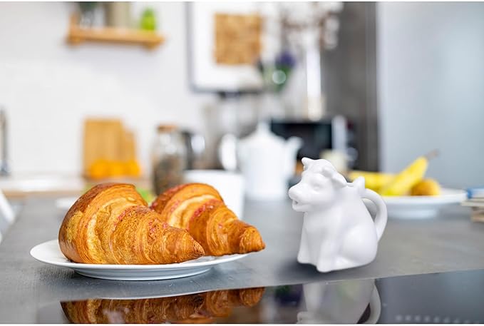 HIC Kitchen Mini Cow Creamer With Handle, Fine Porcelain, 2-Ounce, For Serving Milk, Cream, Syrup, Dressings, And Sauces, Set of 2