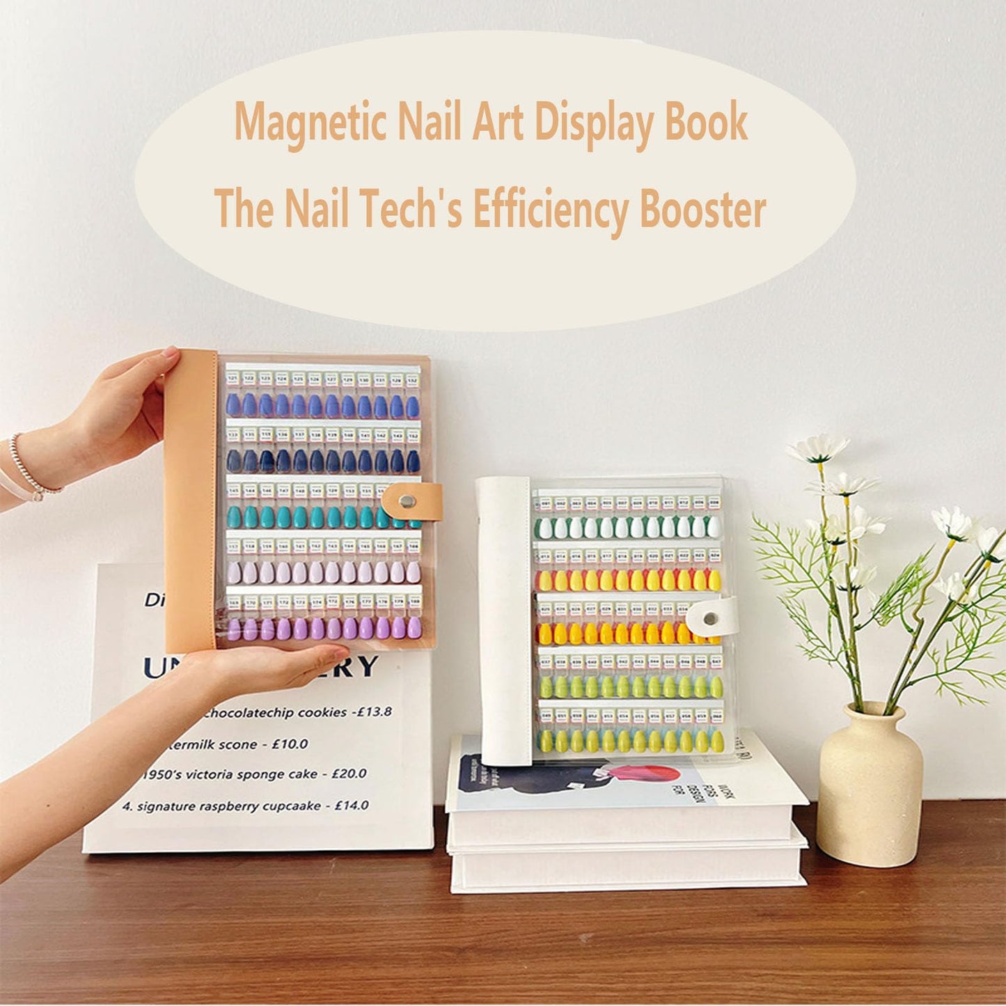 Magnetic Nail Swatches Book, 120/240 Nail Polish Colors Display Book, Special Swatches Display Board, Wear-resistant Nail Storage Album, Nail Art Palette (White 240pcs)
