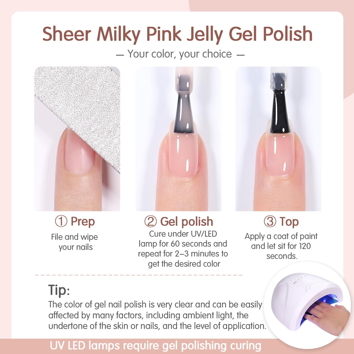 SHOYUM Icy Jelly Nude Pink Gel Nail Polish Set of 6 Transparent Milky White Colors Sheer Gel Polish x Kit for Salon Manicure and Nail Art DIY at Home