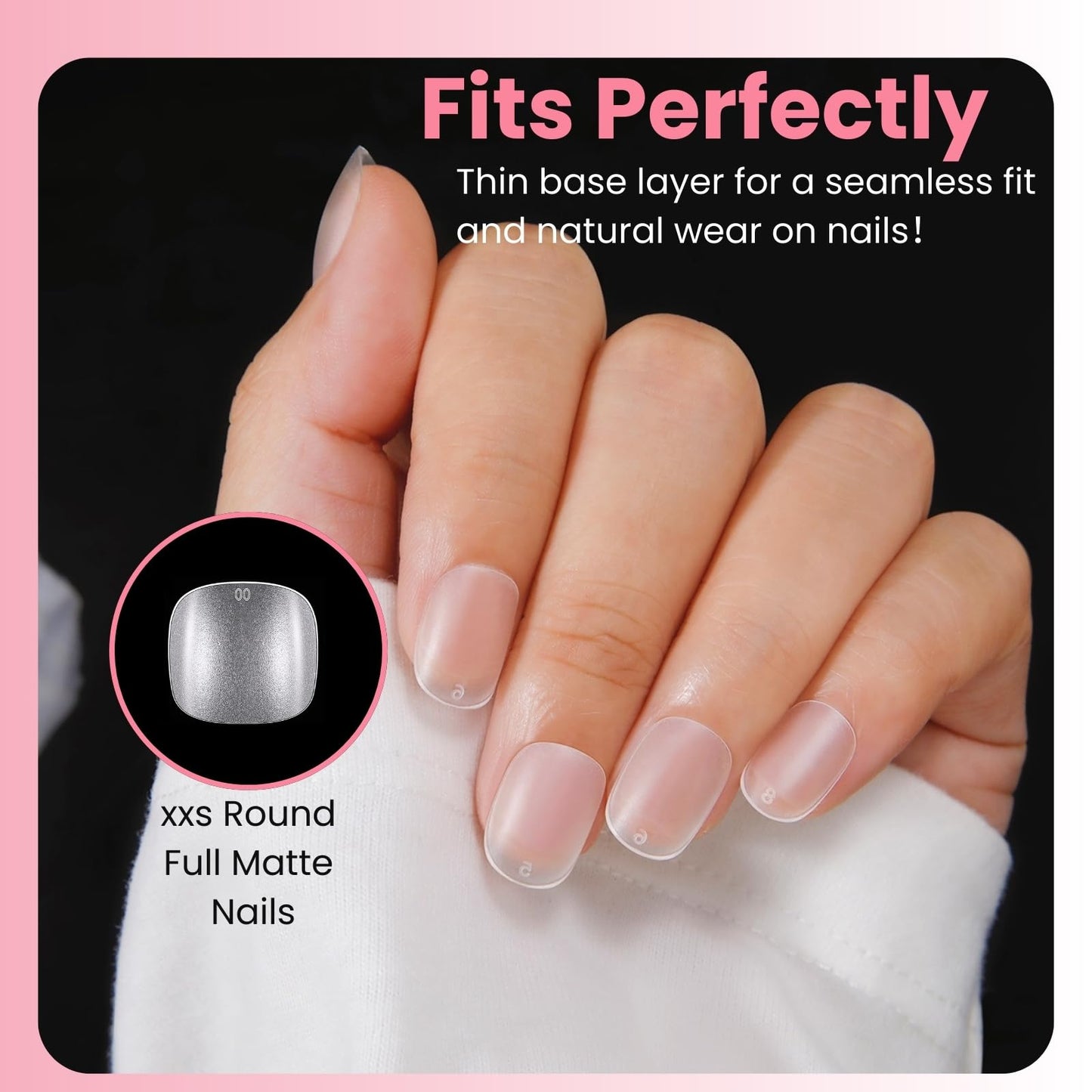 Extra Extra Short Round Gel Nail Tips, SINOKAME Extra Short Press on Fake Nails Clear Round, Full Matte No File Small Petite Child Size Nails for Nail Extension,600 Pcs 13 Sizes with Refills 4&5