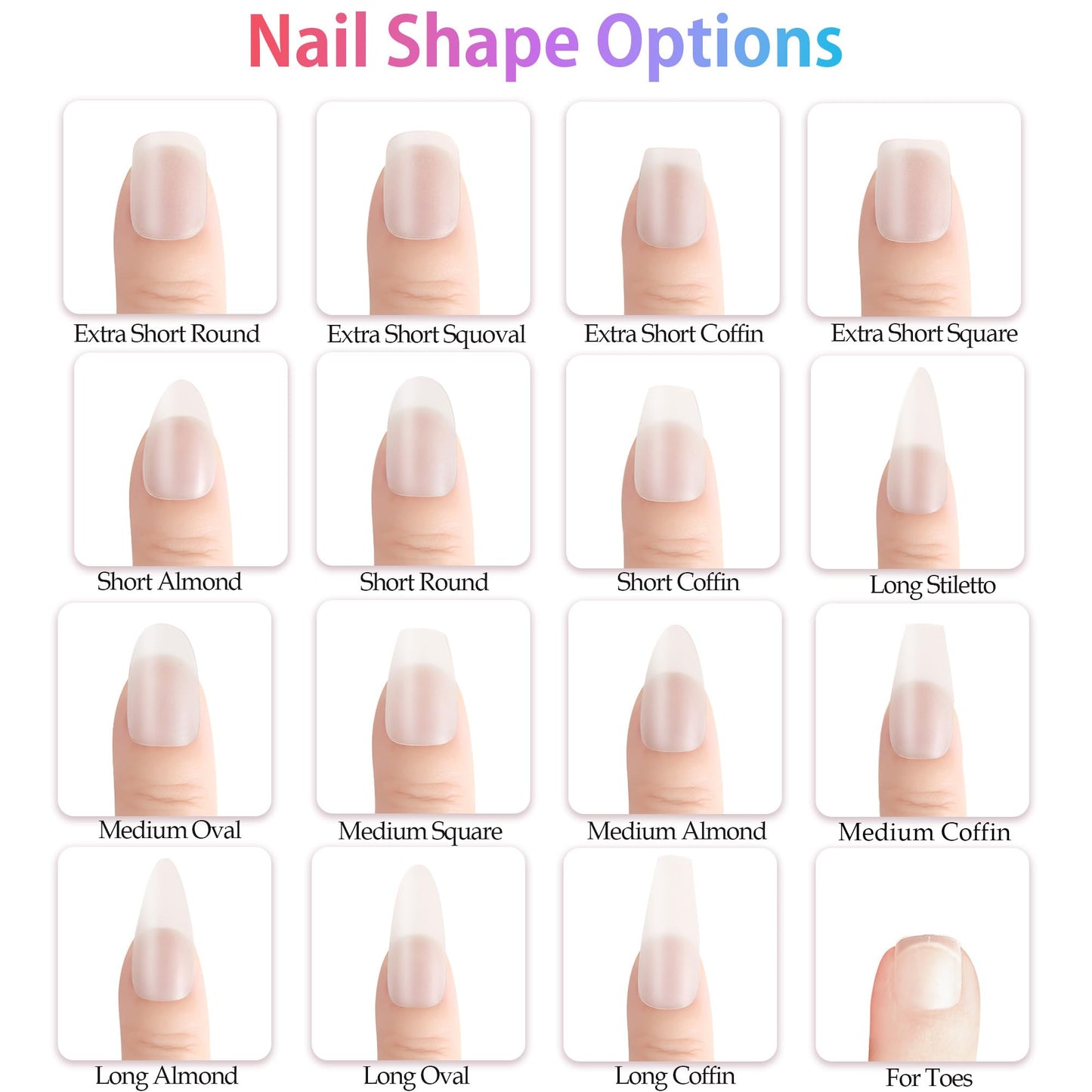 Sun&Beam Nails Fake Nails Tips Full Clear Acrylic Cover for Manicure Salons Nail Art 15 Sizes 240 Pcs (Medium Square)