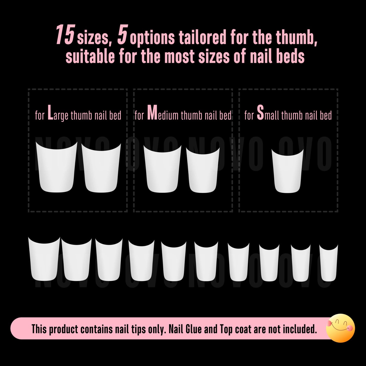 NOVO OVO Short Duck Nail Tips 240Pcs - Solid Milky White Soft Gel Flare Duck Feet Nails for Wide Nail Beds, Thick Full Cover False Nail Press Ons, Pre-Shaped Y2K Style Manicure (15 Sizes)