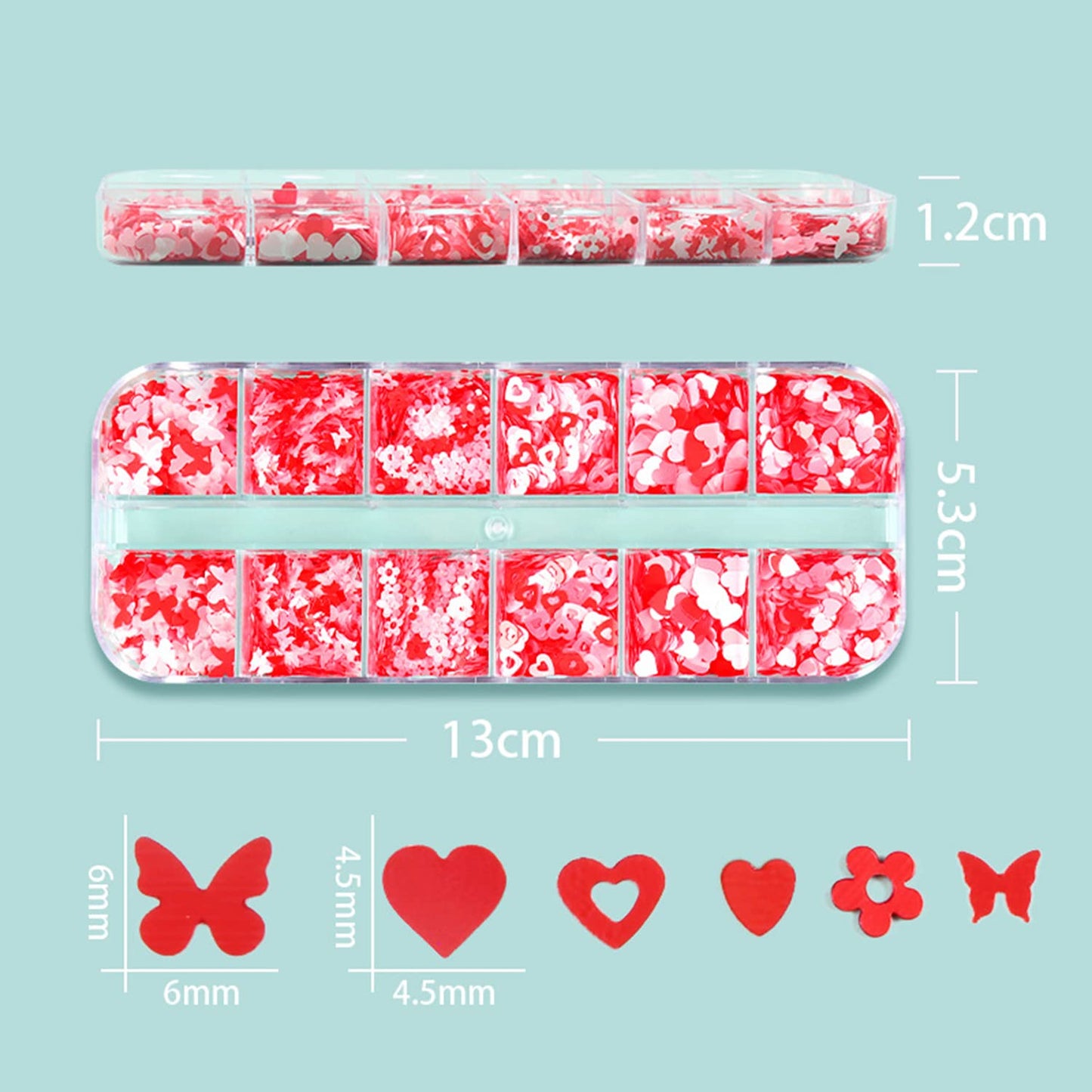 Pink Glitter 3D Sequins, Holographic Love Heart Flowers, Butterfly Nail Art Designs for Women, DIY Resin Tips, Confetti Nails Kit