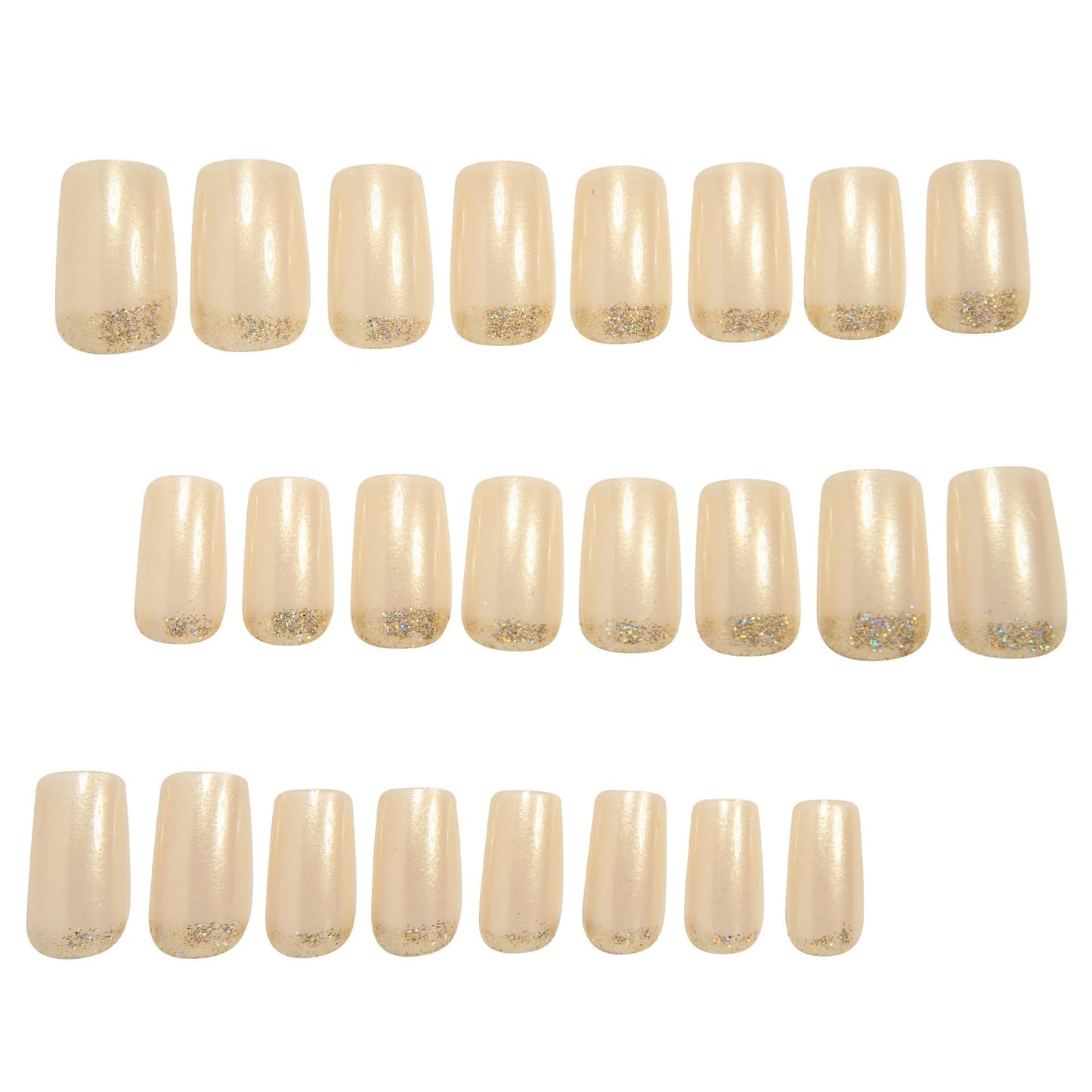CTTHNBD Press on Nails Square - Short Fake Nails with Glitter Design - Winter Full Cover Stick on False Nails - for Women 24 Pcs
