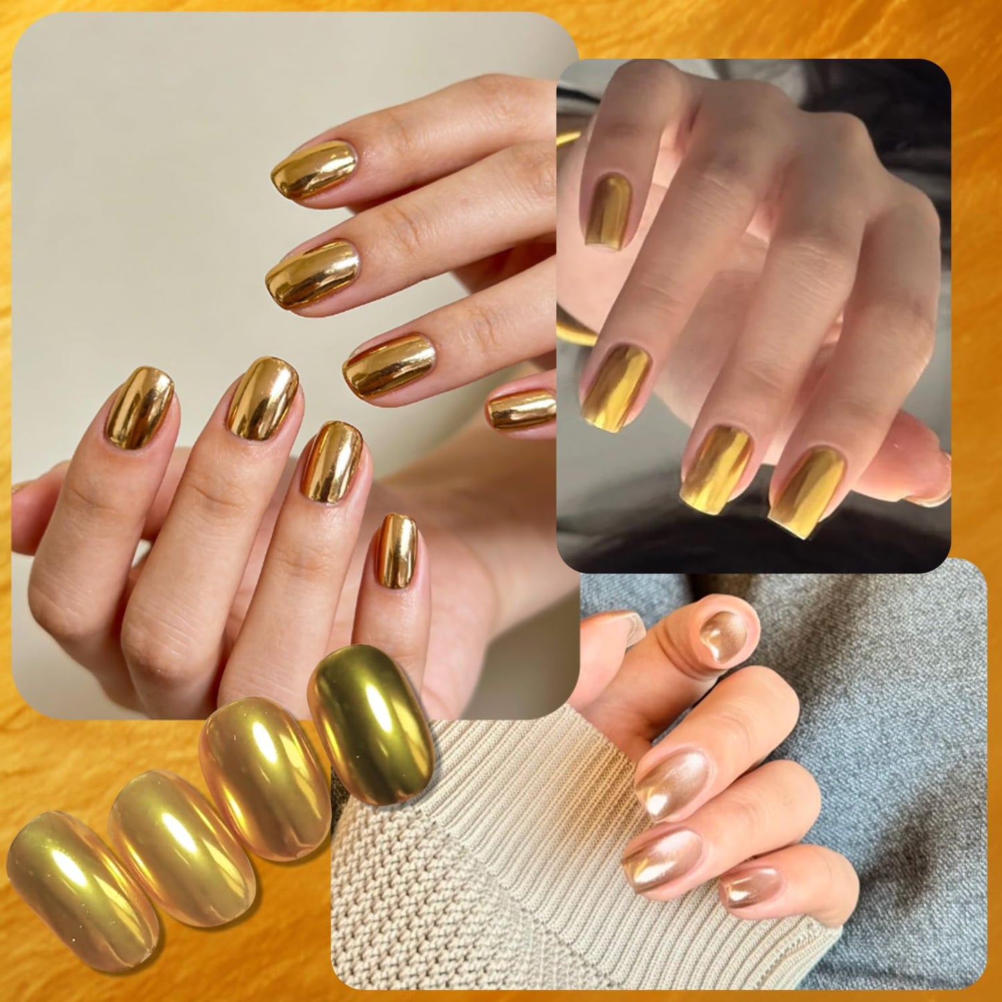 16 Jars Holographic Nail Chrome Powder Set Glitter Colorful Neon Effect Nail Art Flakes Decoration White Pearl Silver Gold Chrome Nail Powder Kit Dust Manicure