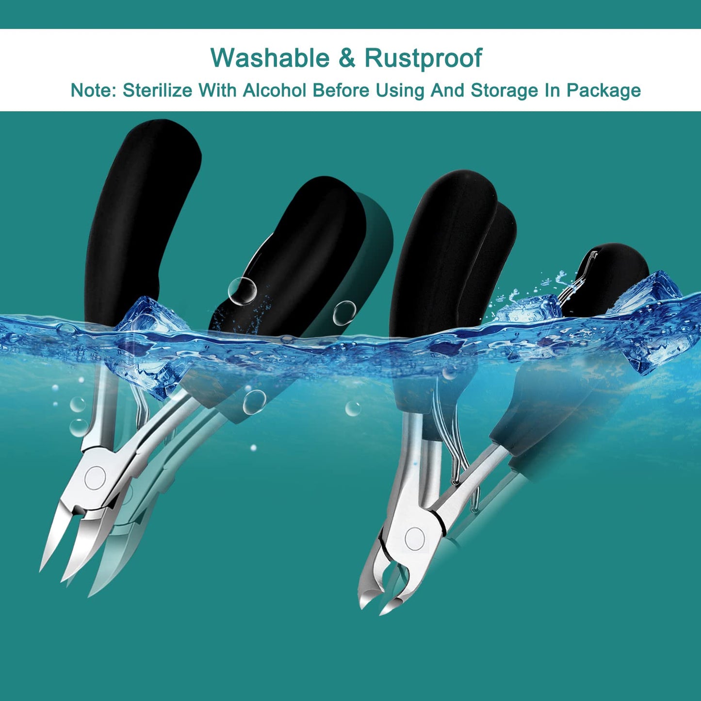 Merkaunis 6Pcs Toenail Clippers for Thick Toenails Ingrown Nail Clippers, Large Toe Nail Clippers, Heavy Duty Toe Nail Clippersfor Seniors Toenail Clippers Set with Long Handle for Men