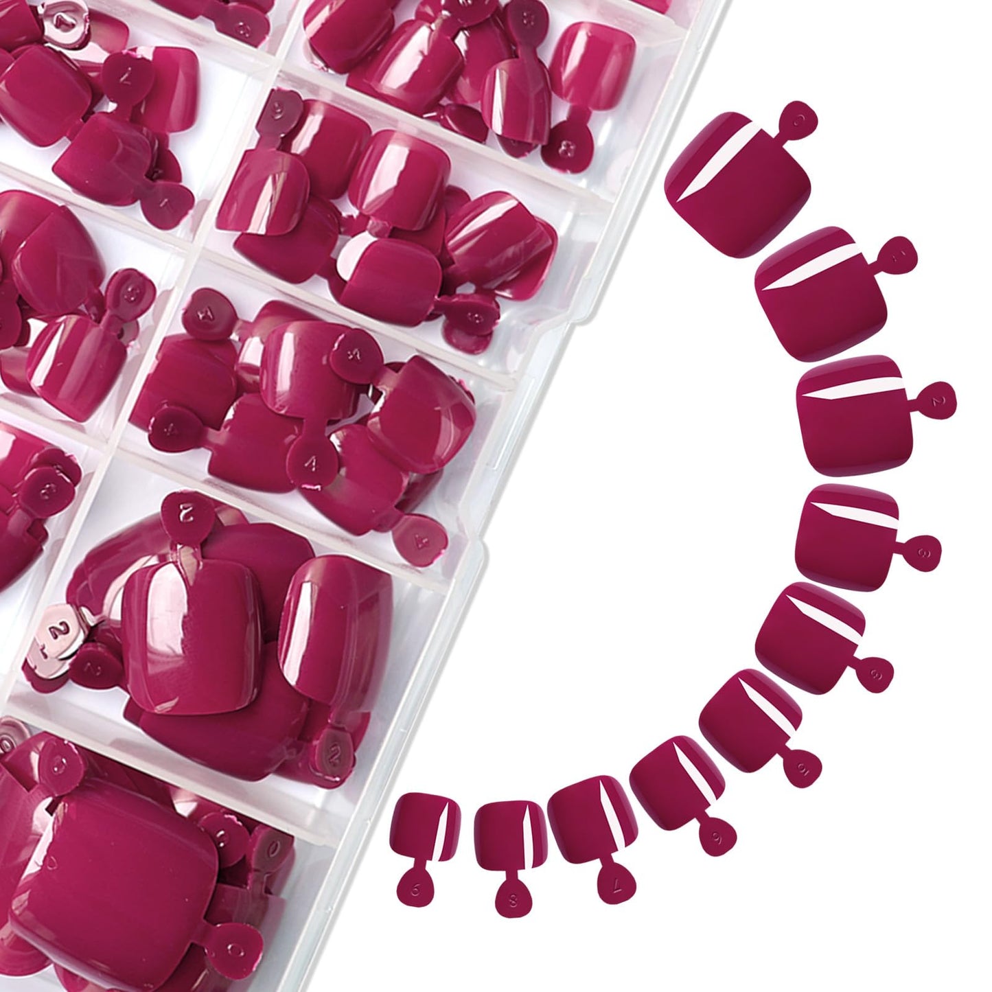 Lifextol 120PC Berry Press on Toenails for Women Fake Toe nail Press ons Acrylic Toe Press on Nails Set, Press on Toe Nails Press on Fake Toenails Press ons Acrylic Toe Nail Tips Kit&Glue Tab-P