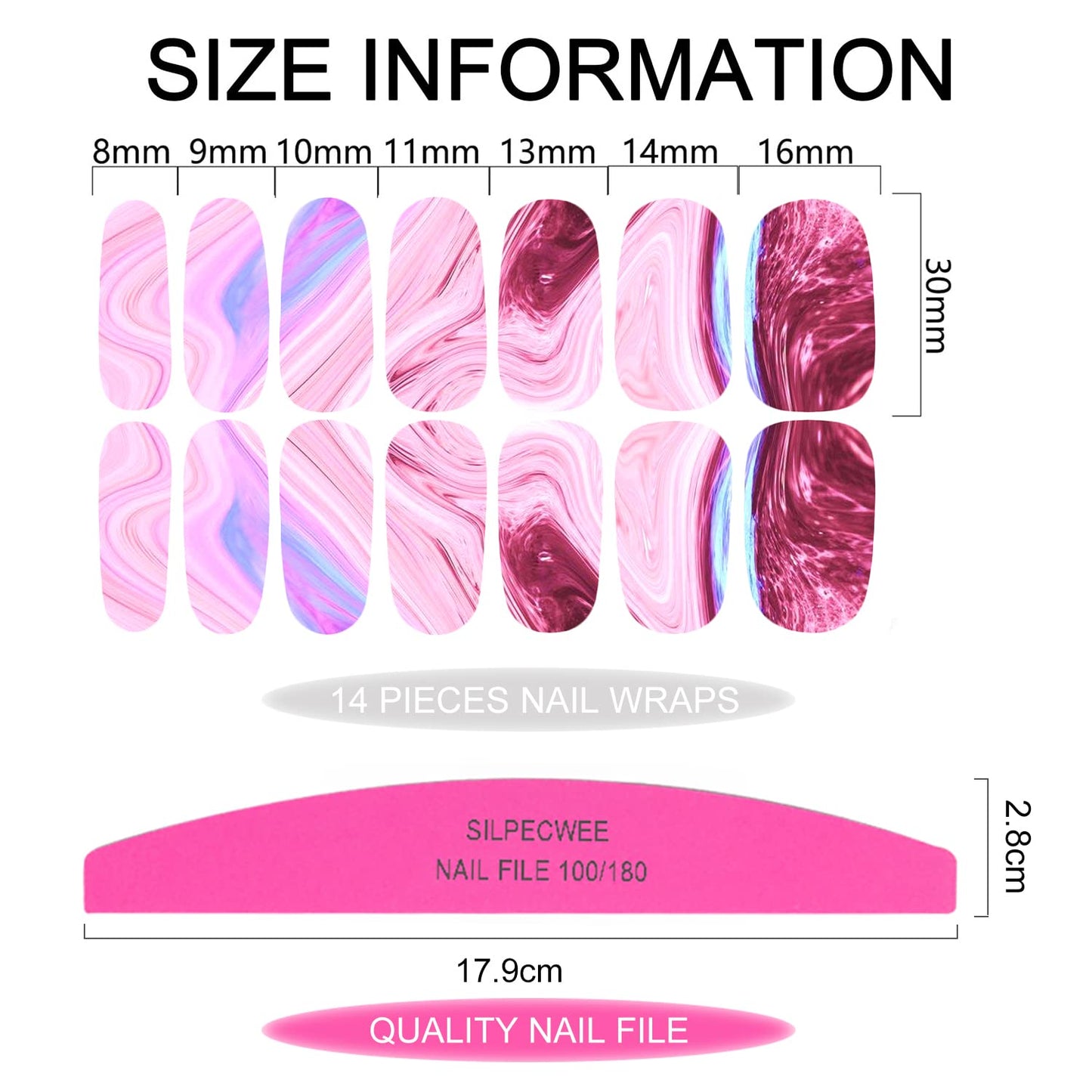 SILPECWEE 12 Sheets Nail Wraps for Women Nail Polish Strips Color Blending Self Adhesive Nail Polish Stickers Gel Nail Strips Nail Art Accessories with 1pc Nail File (Dreamy Style)