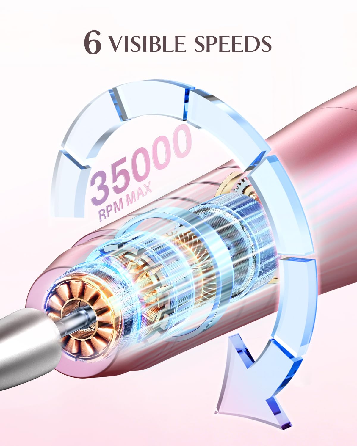 JOREST 13-in-1 Cordless Electric Nail Drill Kit with LED Display, 35,000 RPM 6-Speed Rechargeable Manicure Tool for Acrylic Gel Nails, Nail File with Bits & Sanding Bands, Gifts for Women, Rose Pink