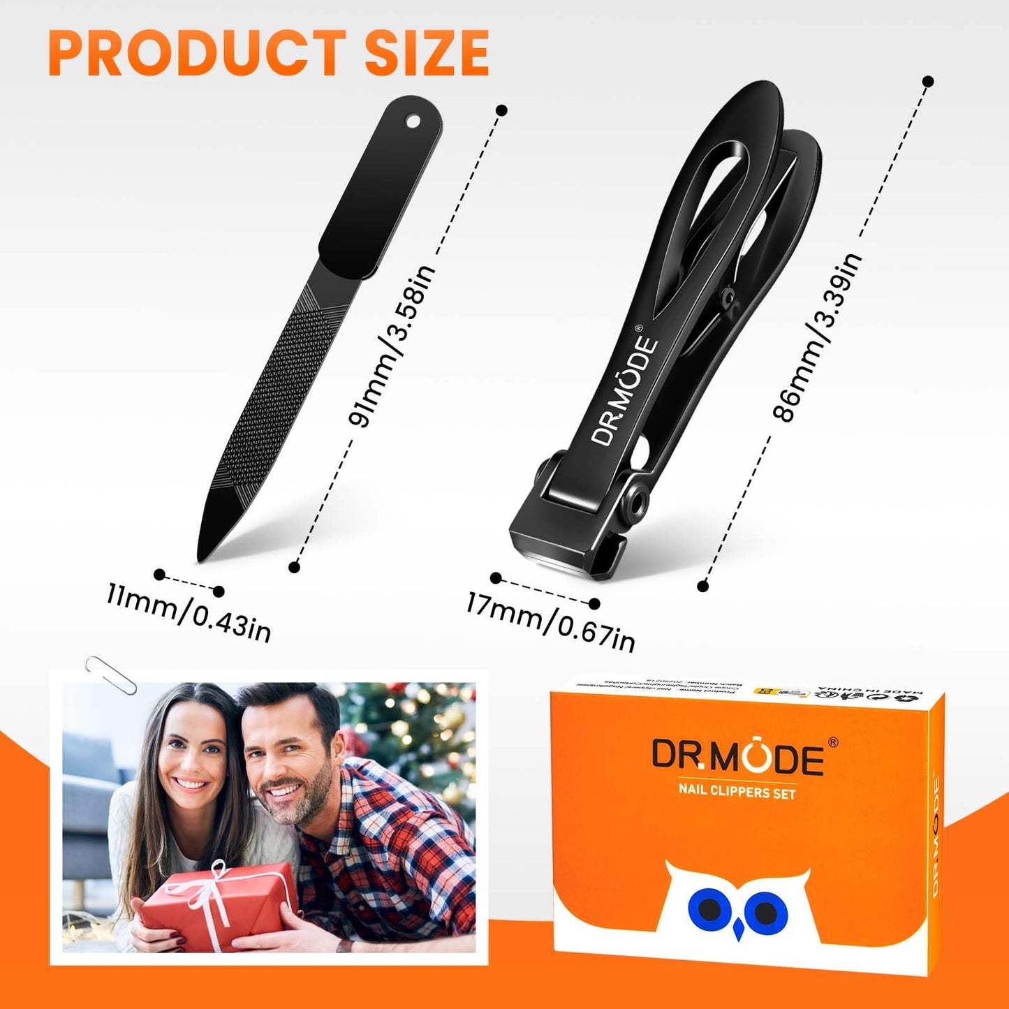Straight Nail Clippers for Thick Nails, Heavy Duty Large Toenail Clippers for Seniors with 17mm Wide Jaw Opening, Ultra Sharp Stainless Steel Toe Nail Clippers Cutter for Men with File