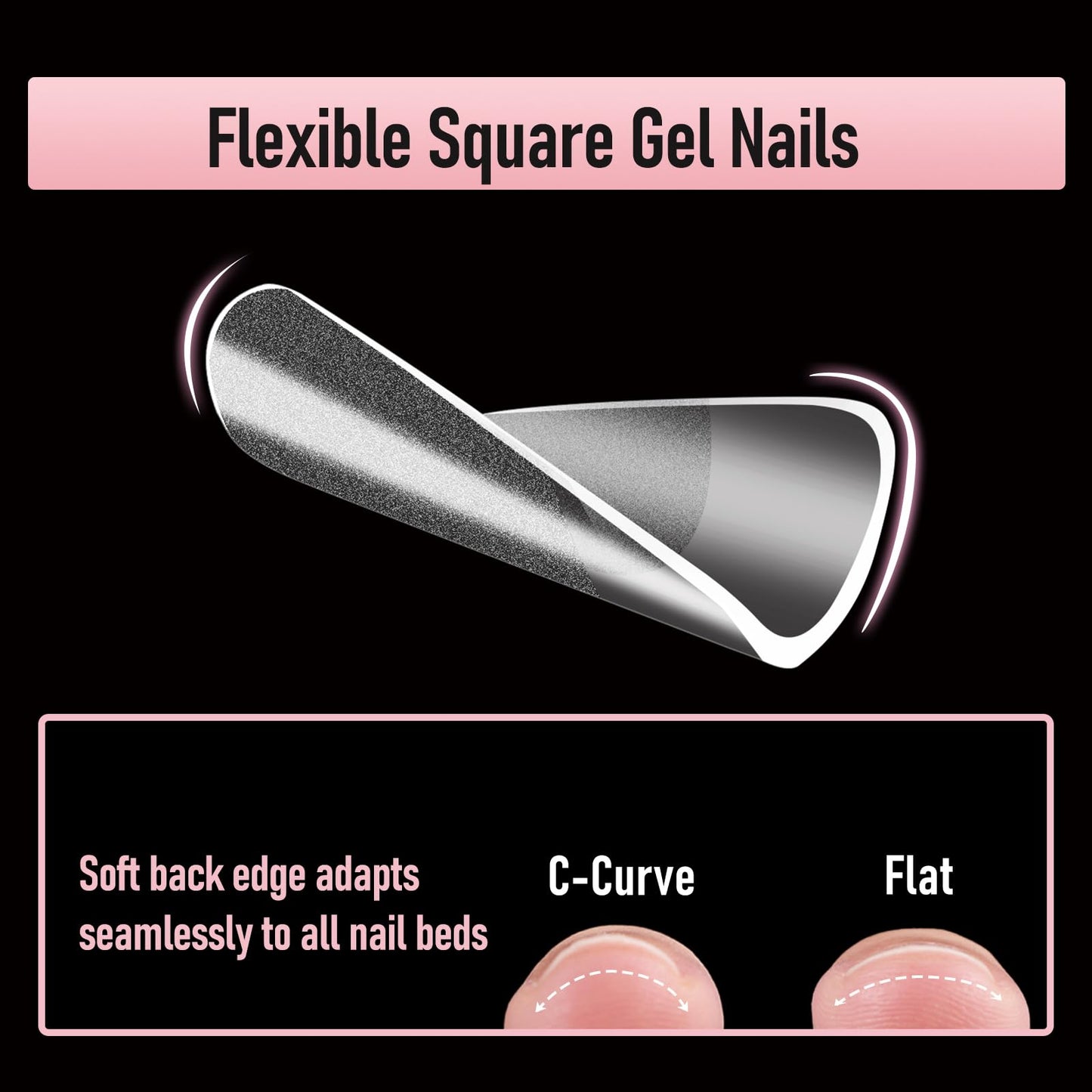 Wellquinn Square Nail Tips Long Thicken Soft Gel Nails Pre-etched Clear Full Cover Press on Acrylic Fake Nail Extension for Manicure Salon Home DIY 360Pcs 15 Sizes Black Box Collection